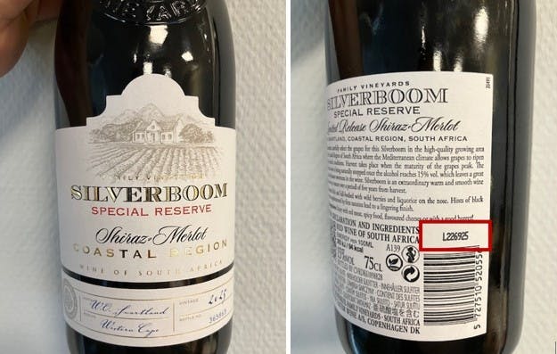 Taster Wine A/S tilbagekalder rødvinen Silverboom Shiraz-Merlot.