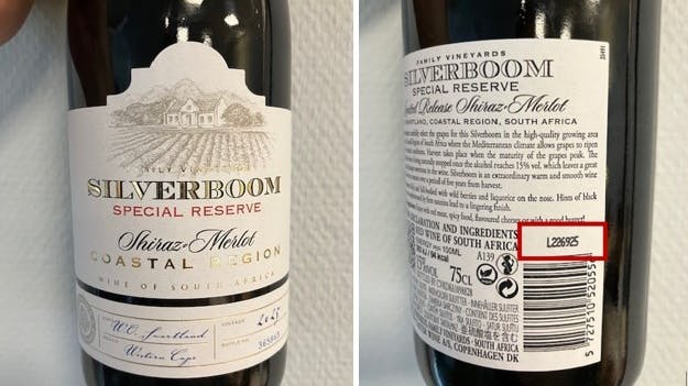 Taster Wine A/S tilbagekalder rødvinen Silverboom Shiraz-Merlot.