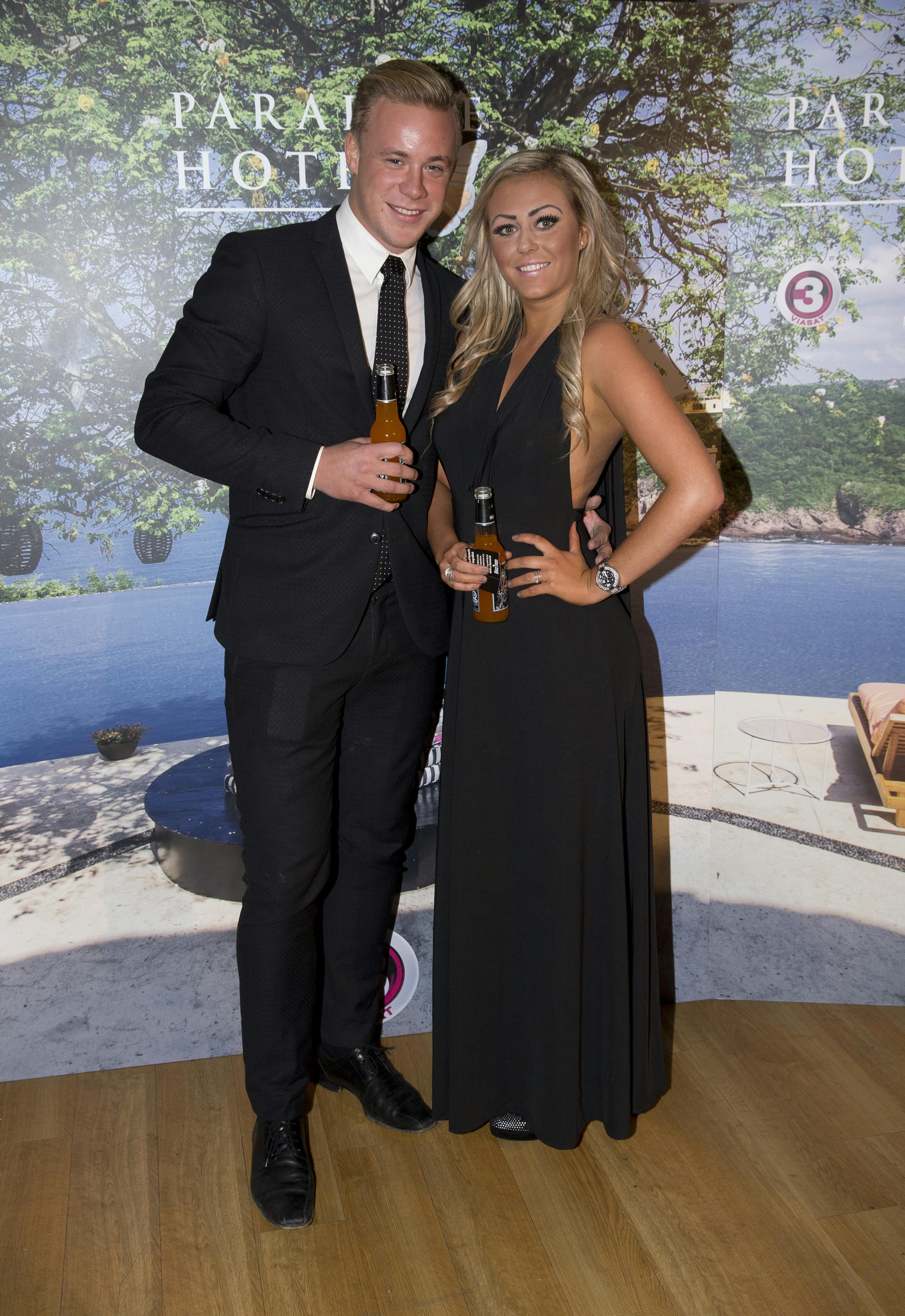 Henrik Houlberg Petersen og Amanda Palm til premieren på "Paradise Hotel" i 2014.