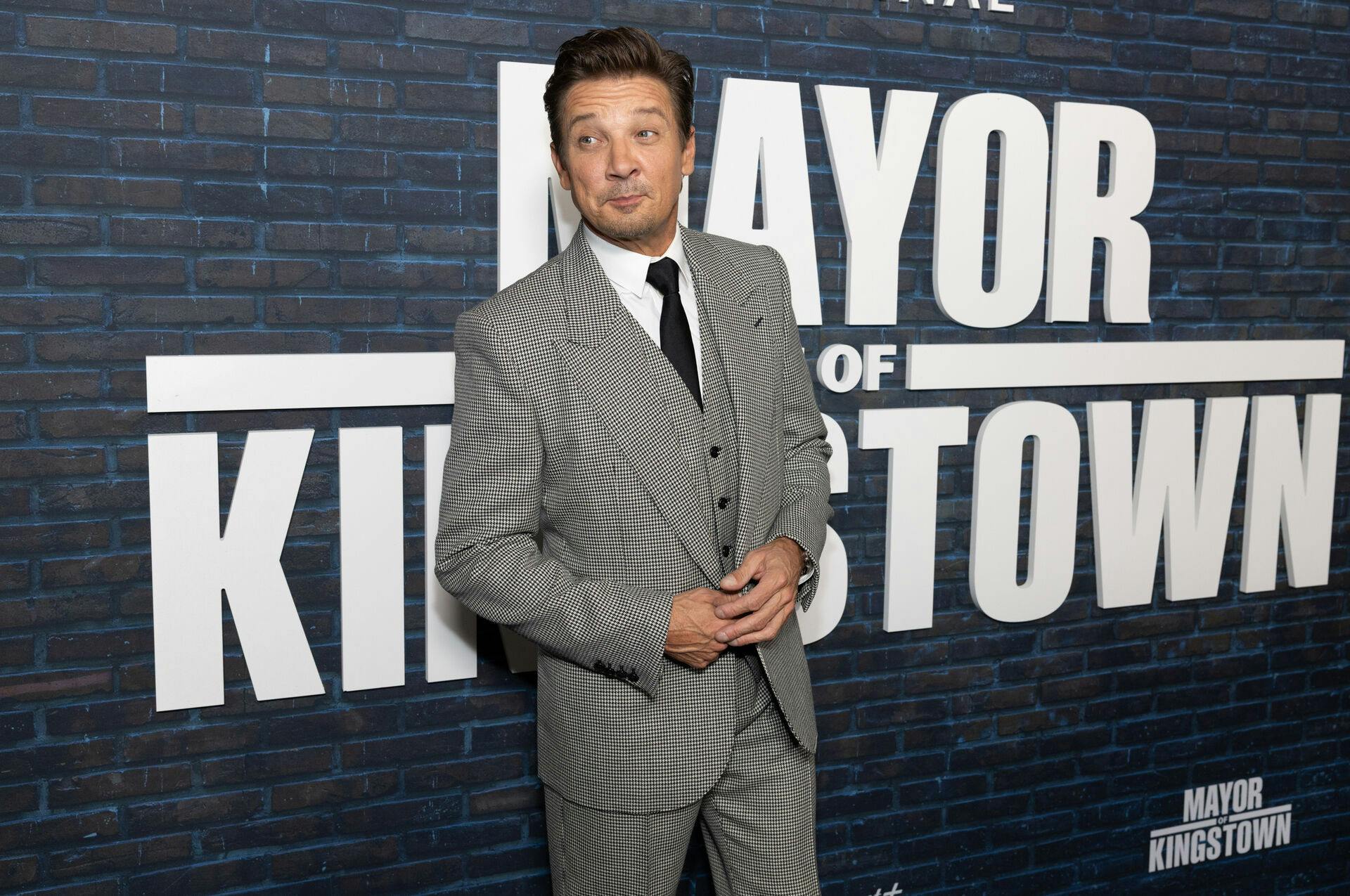 Jeremy Renner attends the Paramount+ premiere of "Mayor of Kingstown" Season 4 at Crosby Street Hotel on Tuesday, Oct. 21, 2025, in New York. (Photo by CJ Rivera/Invision/AP)