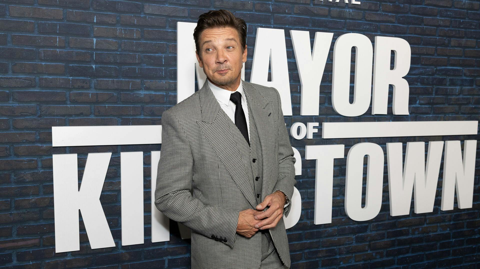 Jeremy Renner attends the Paramount+ premiere of "Mayor of Kingstown" Season 4 at Crosby Street Hotel on Tuesday, Oct. 21, 2025, in New York. (Photo by CJ Rivera/Invision/AP)