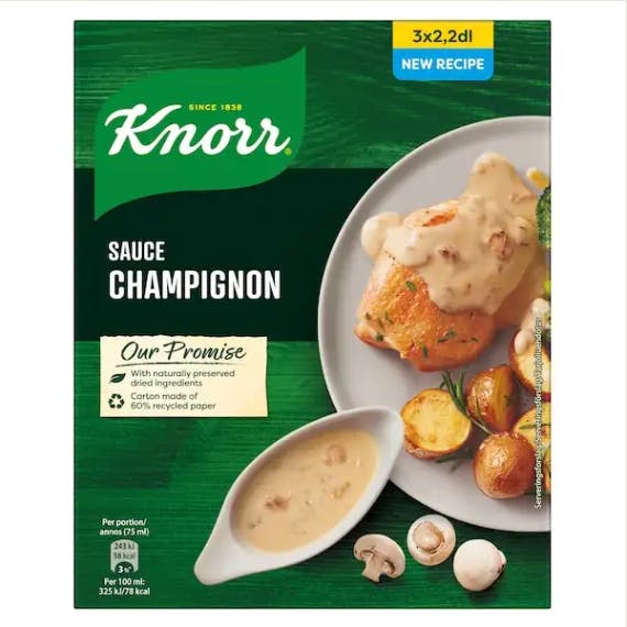 Det er denne pulversovs Sauce Champignon fra Knorr, der tilbagekaldes.