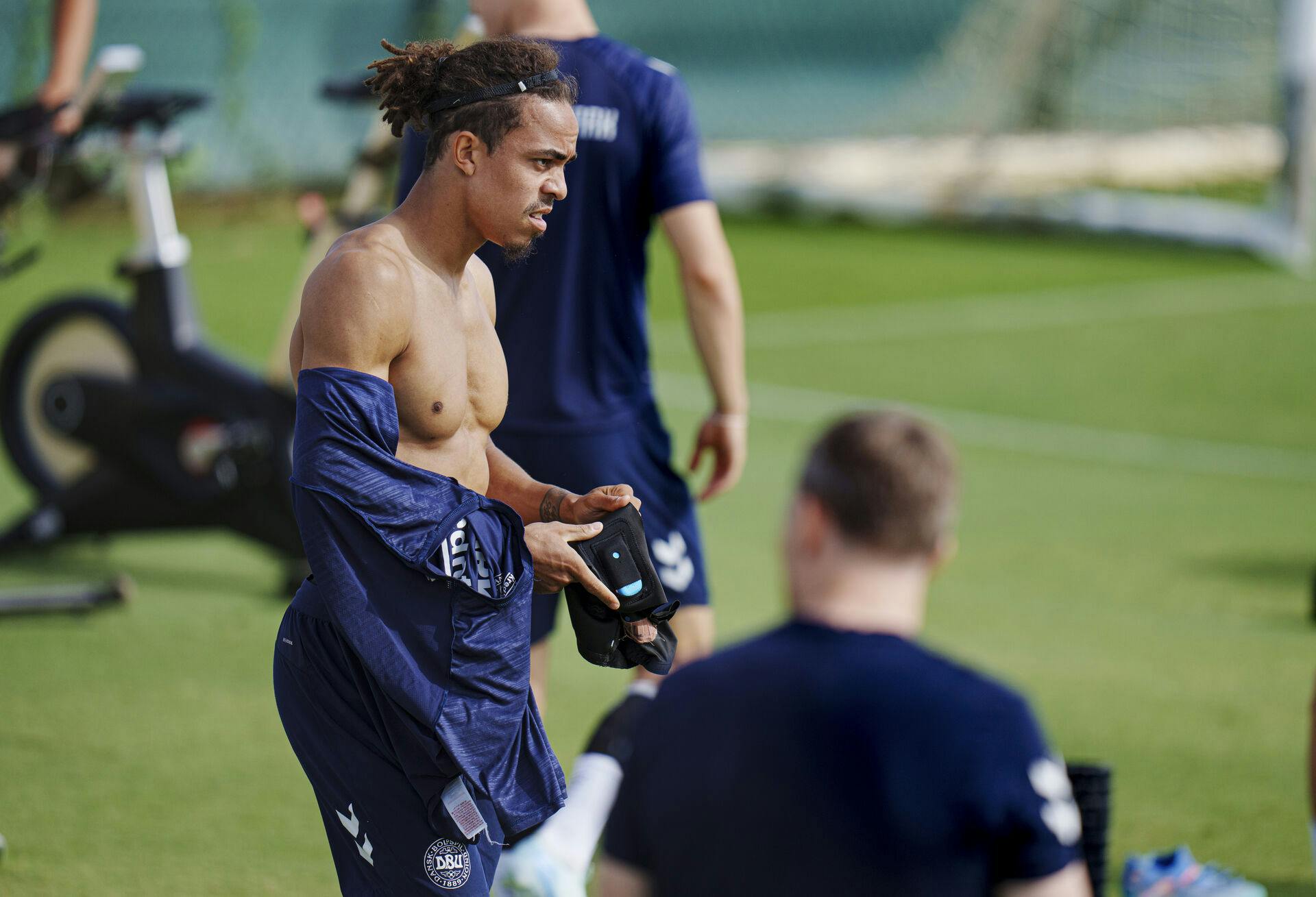 Yussuf Poulsen under fodboldlandsholdets træning i Alicante i Spanien torsdag den 10. oktober 2024. Holdet skal møde Spanien og efterfølgende Schweiz i Nations League.