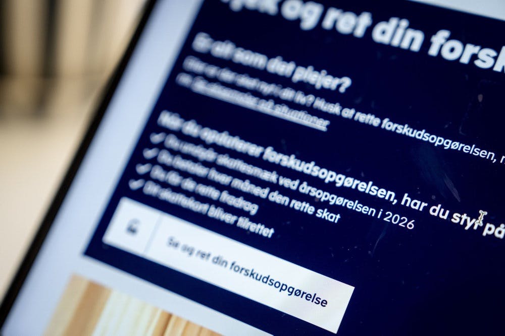 Skattestyrelsen åbner hvert år i november for forskudsopgørelsen. Her ses skærmen, da opgørelsen åbnede sidste år. (Arkivfoto). - Foto: Mads Claus Rasmussen/Ritzau Scanpix