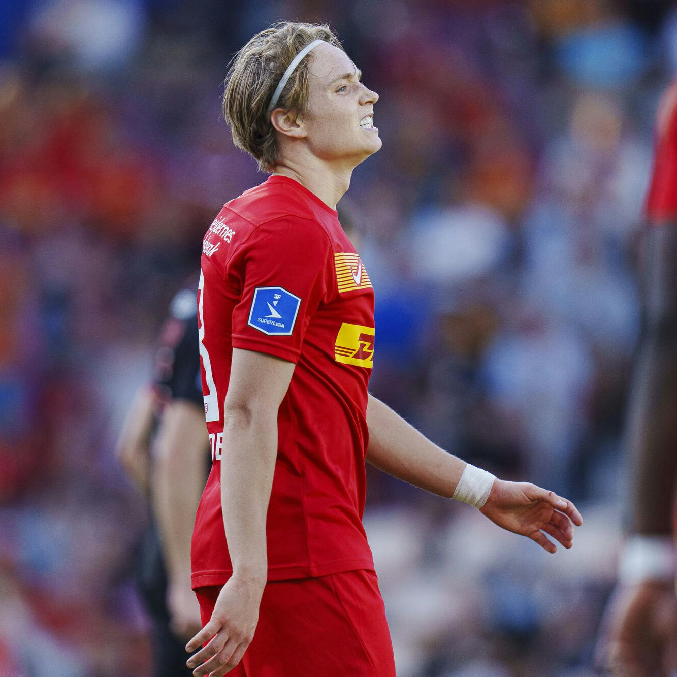 FC Nordsjællands Andreas Schjelderup under superligakampen mellem FC Nordsjælland og FC Midtjylland på Right to Dream Park i Farum mandag den 20. maj 2024.. (Foto: Liselotte Sabroe/Ritzau Scanpix)