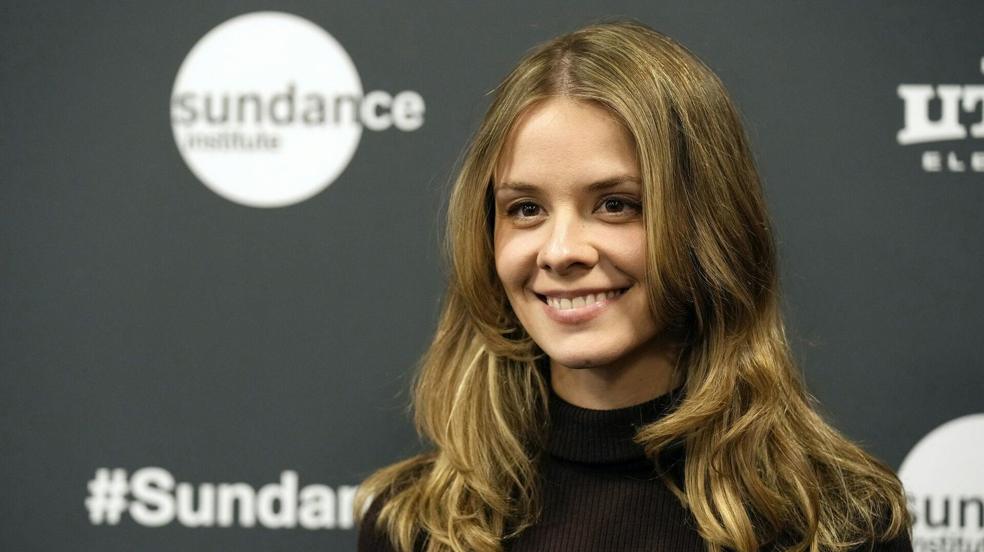 Dasha Nekrasova poses at the premiere of the film "Bad Behaviour" at the 2023 Sundance Film Festival, Saturday, Jan. 21, 2023, in Park City, Utah. (AP Photo/Chris Pizzello)