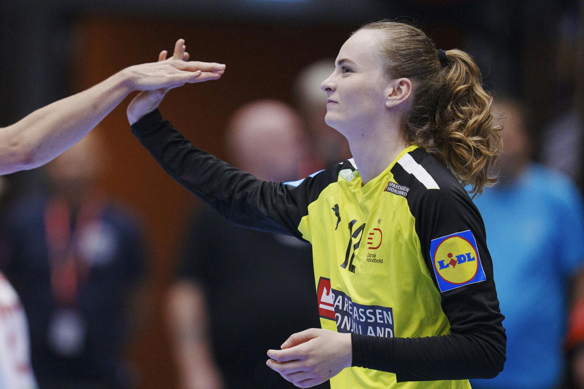 Anna Kristensen during the women's handball match in the EHF Euro Cup group 2 between Denmark and the Czech Republic at the Gold Box in Nykøbing Falster on Wednesday, October 15, 2025. (Photo: Liselotte Sabroe/Ritzau Scanpix)