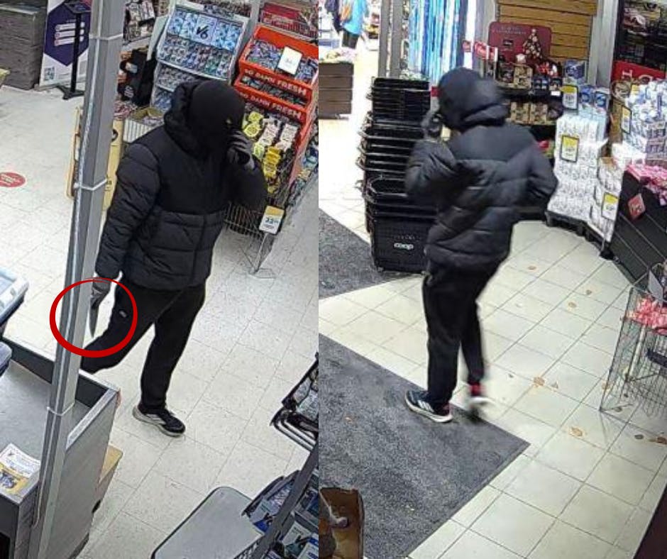 Her ses manden med kniven i højre hånd.