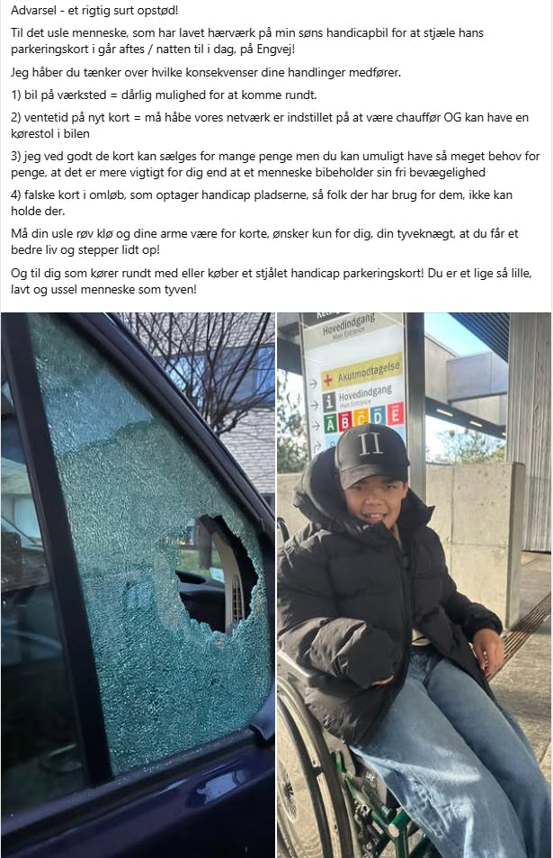 Caroline Julie Brandt lagde onsdag opslaget op på Facebook, hvor hun både langede ud efter tyvene - og dem, der køber de stjålne kort.