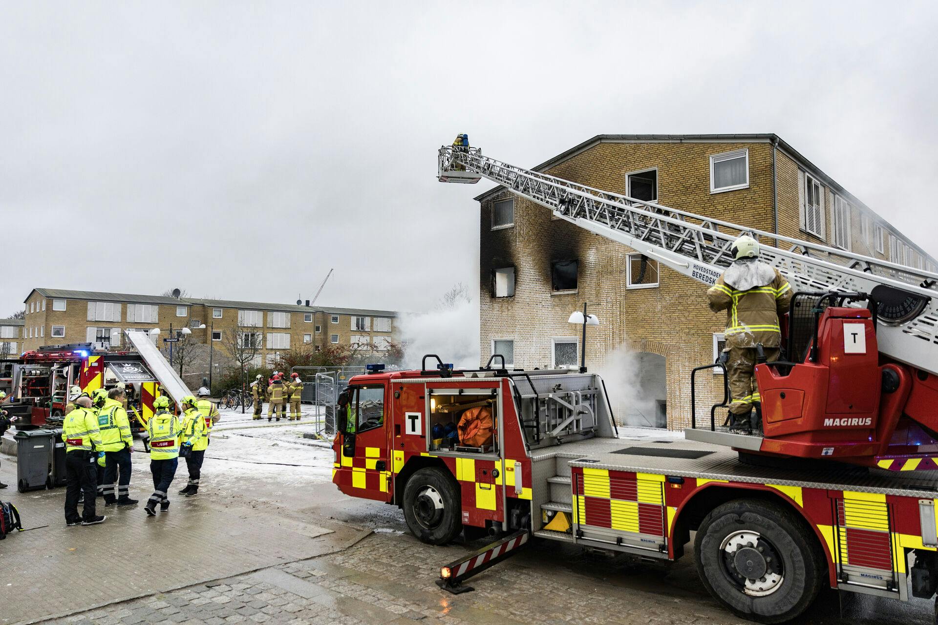Sådan så det ud på stedet umiddelbart efter, at branden var brudt ud.
