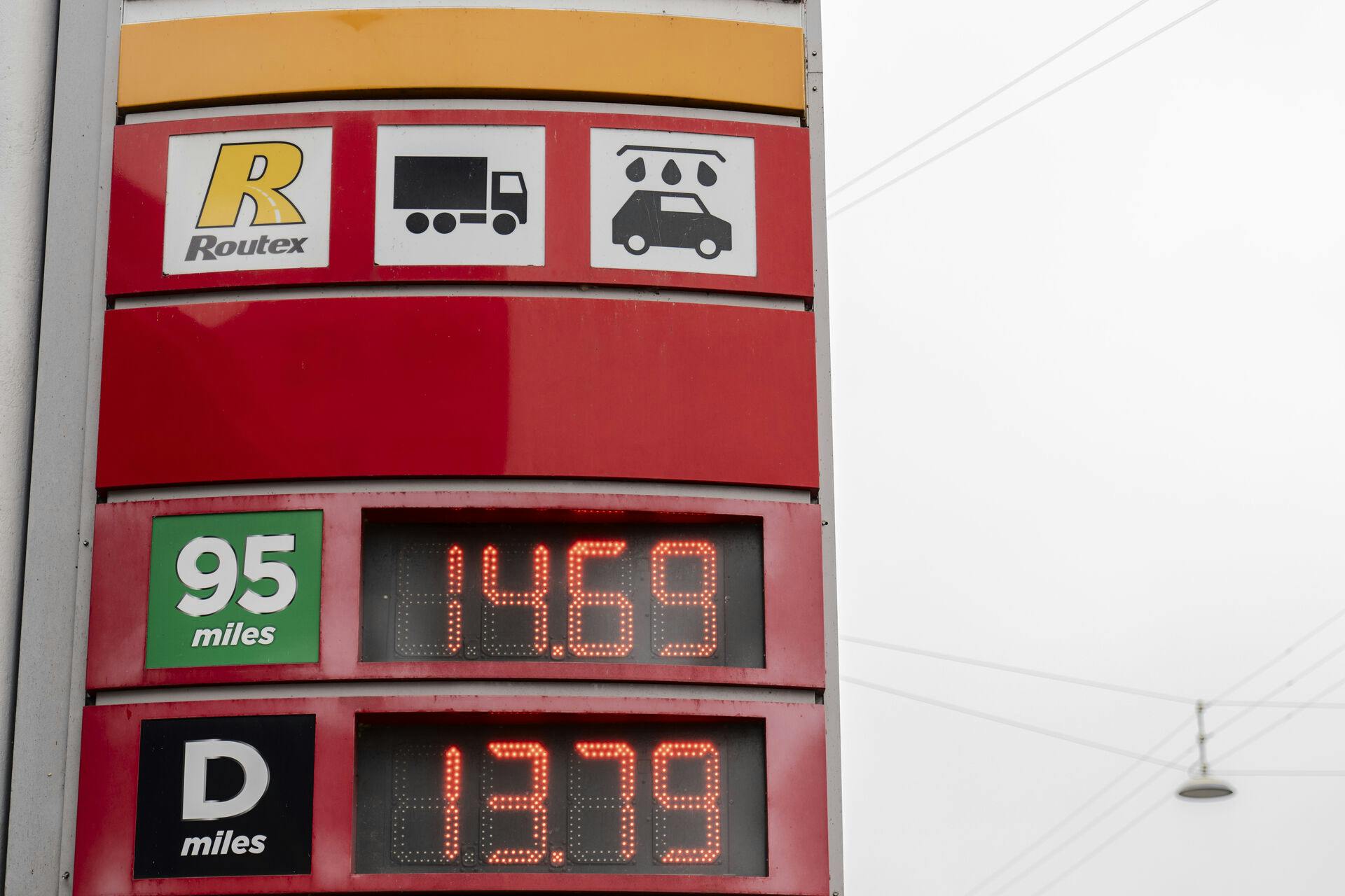 Benzinpriser på tankstation i København mandag den 11. september 2023.. (Foto: Thomas Traasdahl/Ritzau Scanpix)