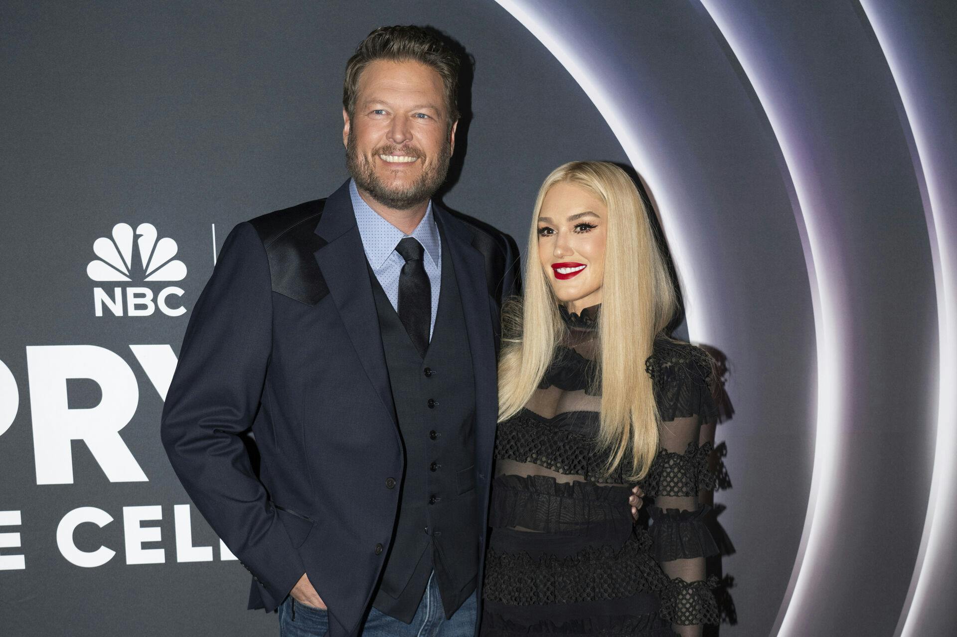 Blake Shelton, left, and Gwen Stefani arrive at "Opry 100: A Live Celebration" on Wednesday, March 19, 2025, at The Grand Ole Opry House in Nashville, Tenn. (Photo by Amy Harris/Invision/AP)