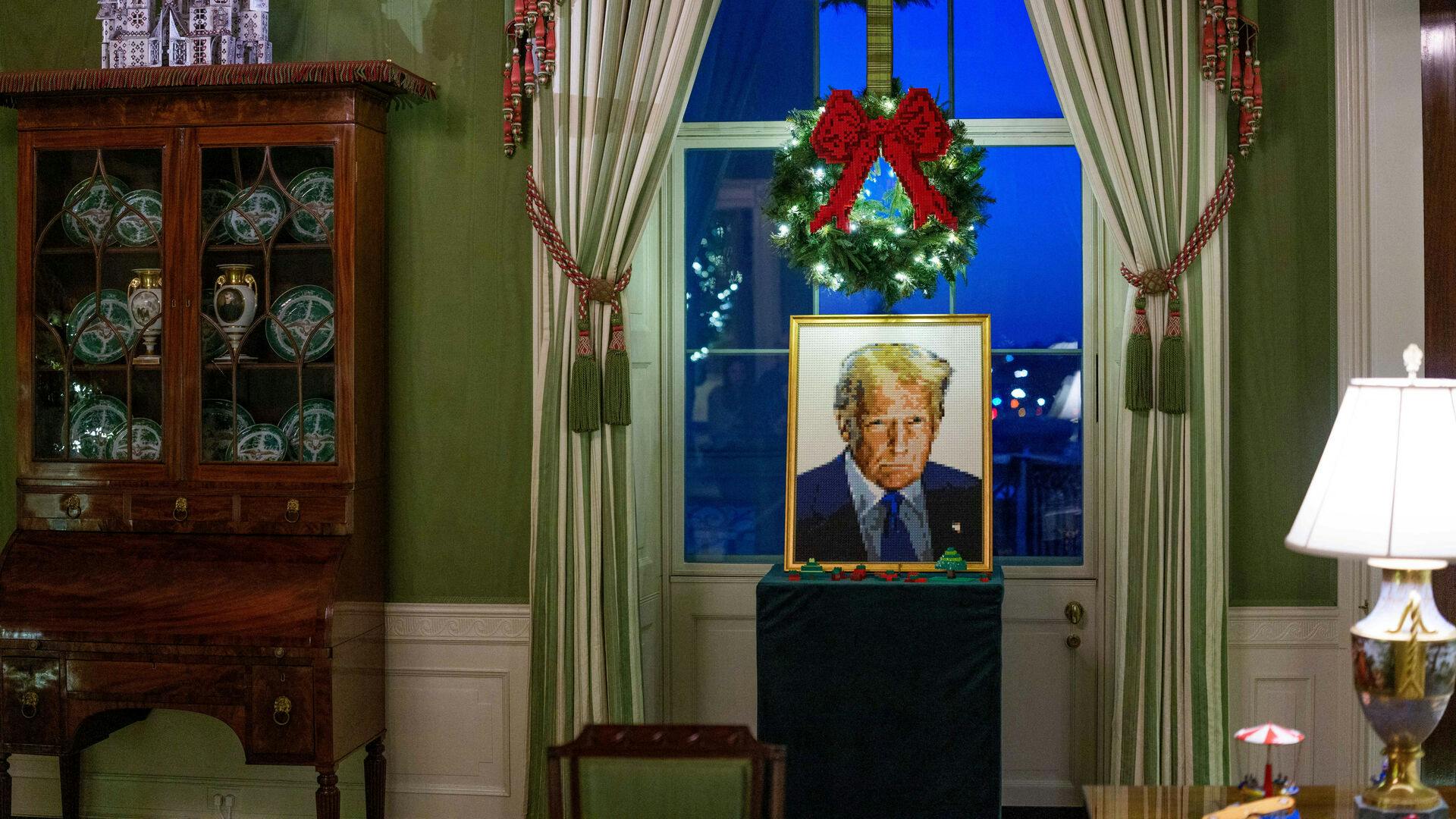 Det er portrættet her af Trump, der er lavet af de danske Lego-klodser.