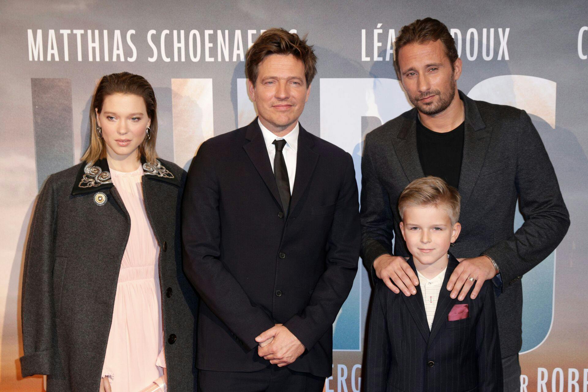 (From L) French actress Lea Seydoux, Danish film director Thomas Vinterberg, and Belgian actor Matthias Schoenaerts pose on the red carpet prior to the premiere of the movie 'Kursk' at La Cite Du Cinema on October 25, 2018 in Saint-Denis. (Photo by Geoffroy VAN DER HASSELT / AFP)