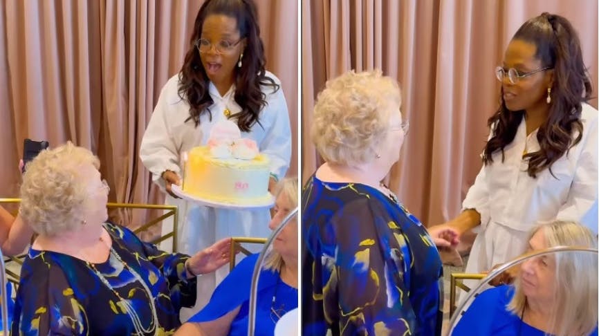 Oprah Winfrey på surprise-fødselsdags-visit.