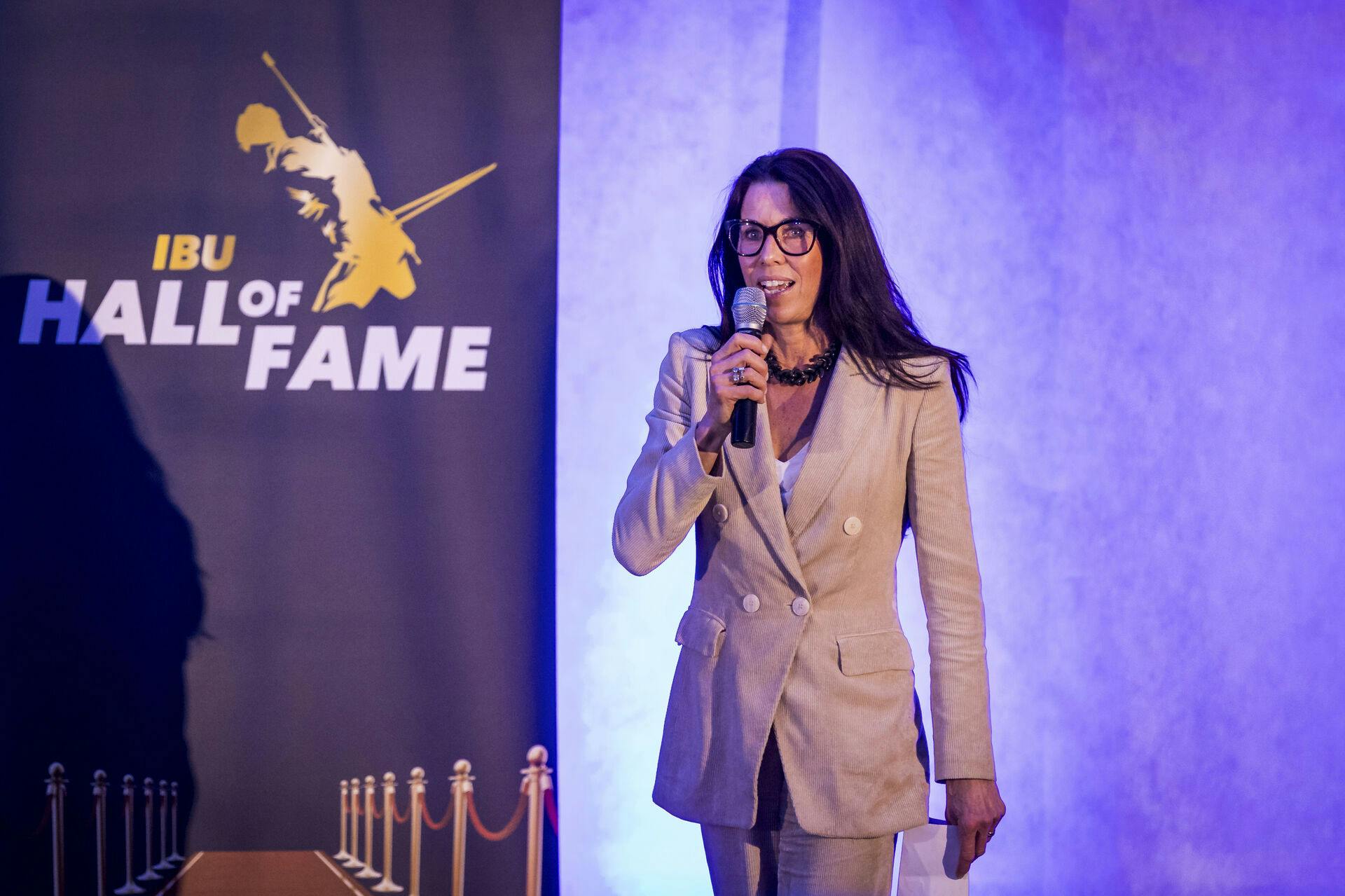 Magdalena Forsberg, da hun blev indlemmet i Den Internationale Biathlon Unions "Hall of Fame" i 2024.  