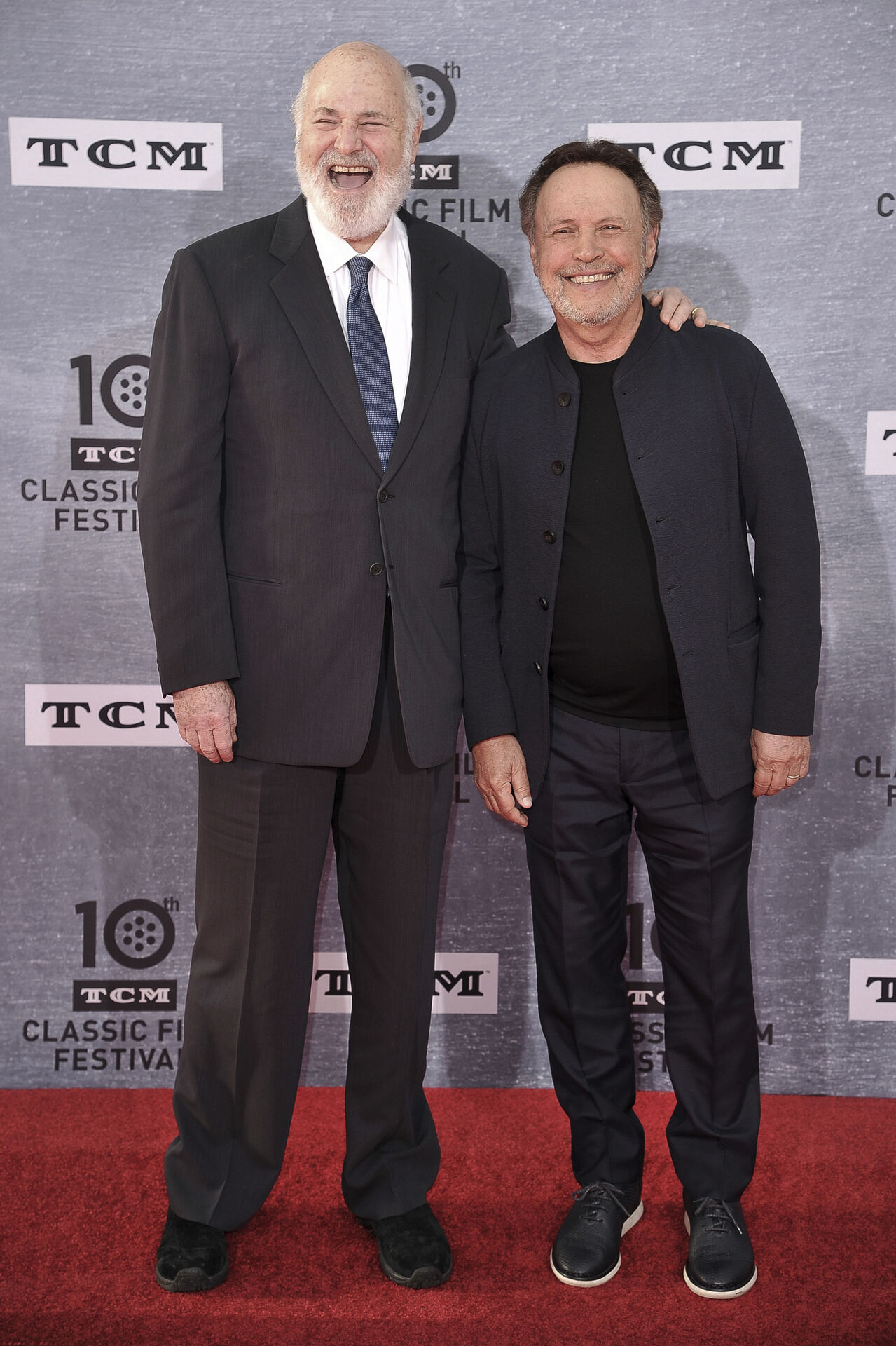 Rob Reiner, left, and Billy Crystal attend the 2019 TCM Classic Film Festival opening night gala "When Harry Met Sally" at TCL Chinese Theatre on Thursday, April 11, 2019, in Los Angeles. (Photo by Richard Shotwell/Invision/AP)