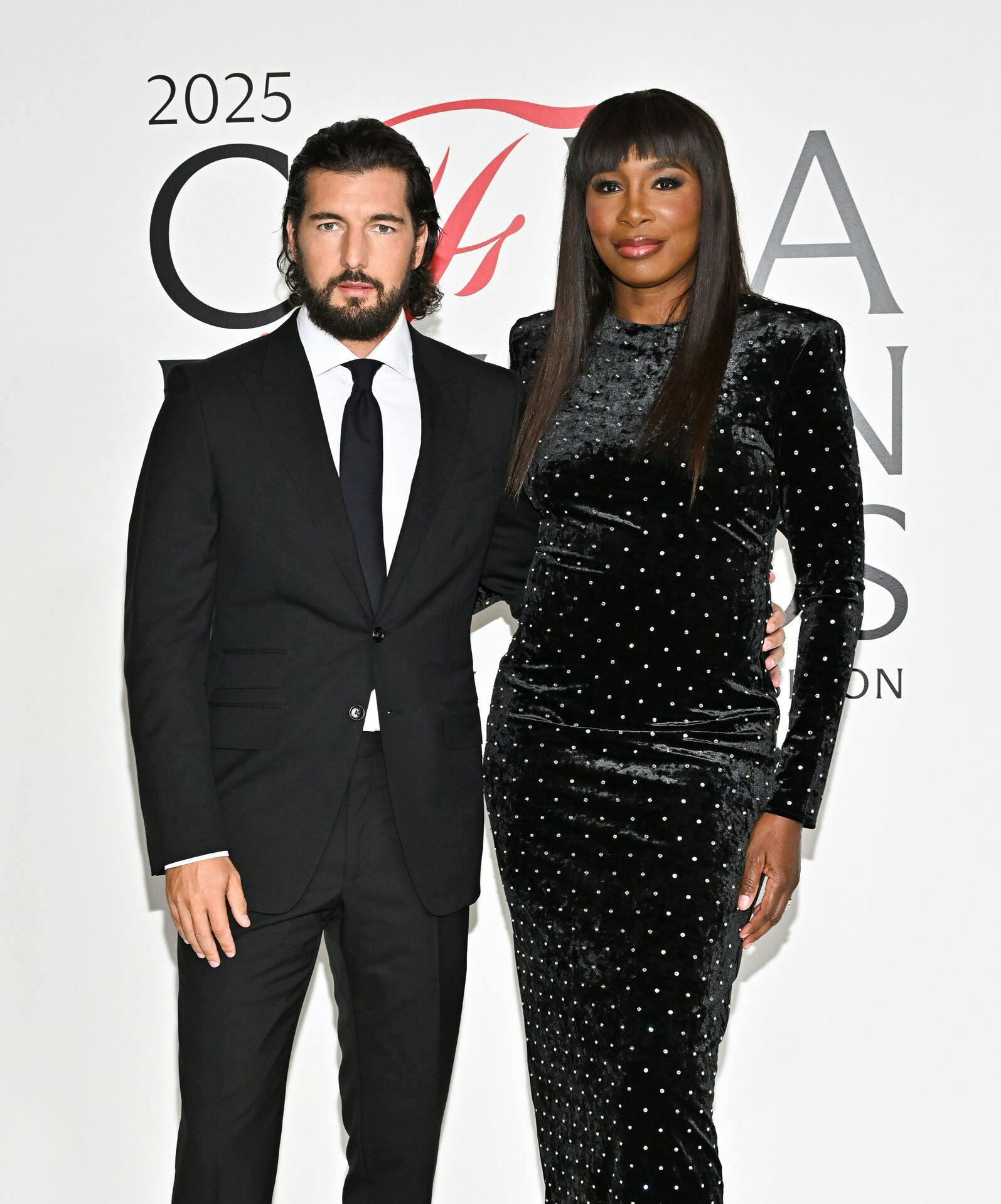 Andrea Preti, left, and Venus Williams attend the CFDA Fashion Awards, hosted by The Council of Fashion Designers of America, at The American Museum of Natural History on Monday, Nov. 3, 2025, in New York. (Photo by Evan Agostini/Invision/AP)