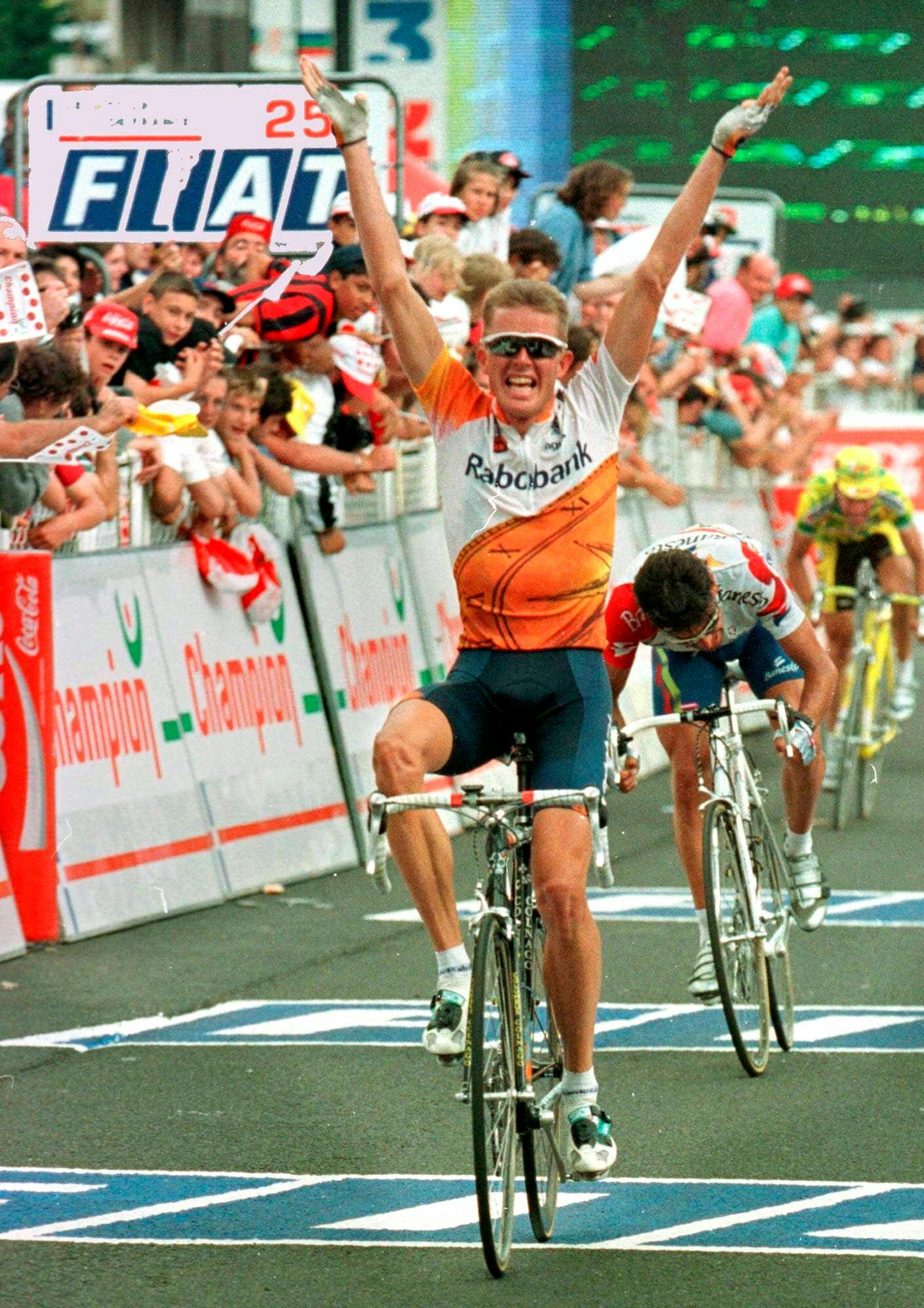 Rabobank-regenten Rolf Sørensen vinder her 13. etape i Tour de France 1996.