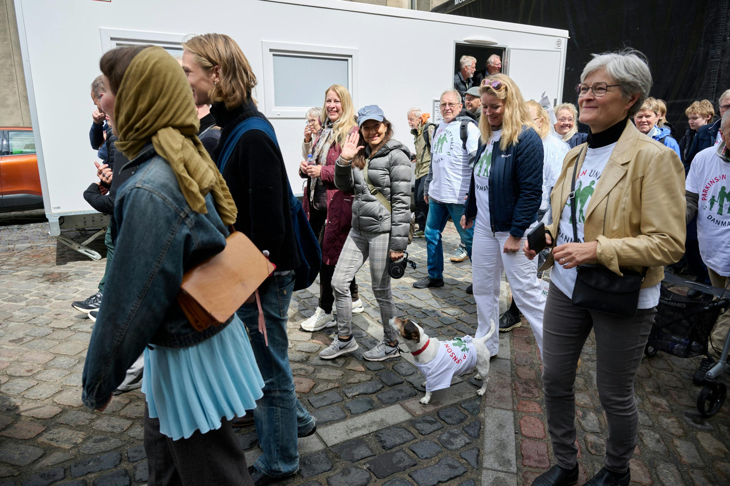 Alex og vovsen Bailey gik med optoget gennem det indre København til tonerne af sambamusik for at gøre opmærksom på Parkinsonsagen.