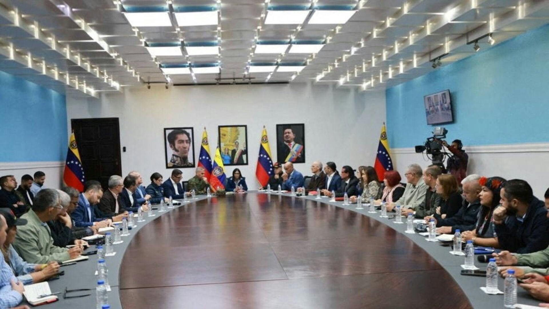 A photograph posted by Delcy Rodriguez, the acting President of Venezuela, on her Instagram account shows her attending a meeting, after the U.S. launched an attack on Venezuela, capturing its President Nicolas Maduro and his wife Cilia Flores, in a social media post released on January 4, 2026. Delcy Rodriguez via Instagram/Handout via REUTERS THIS IMAGE HAS BEEN SUPPLIED BY A THIRD PARTY.NO RESALES.NO ARCHIVES. MANDATORY CREDIT.