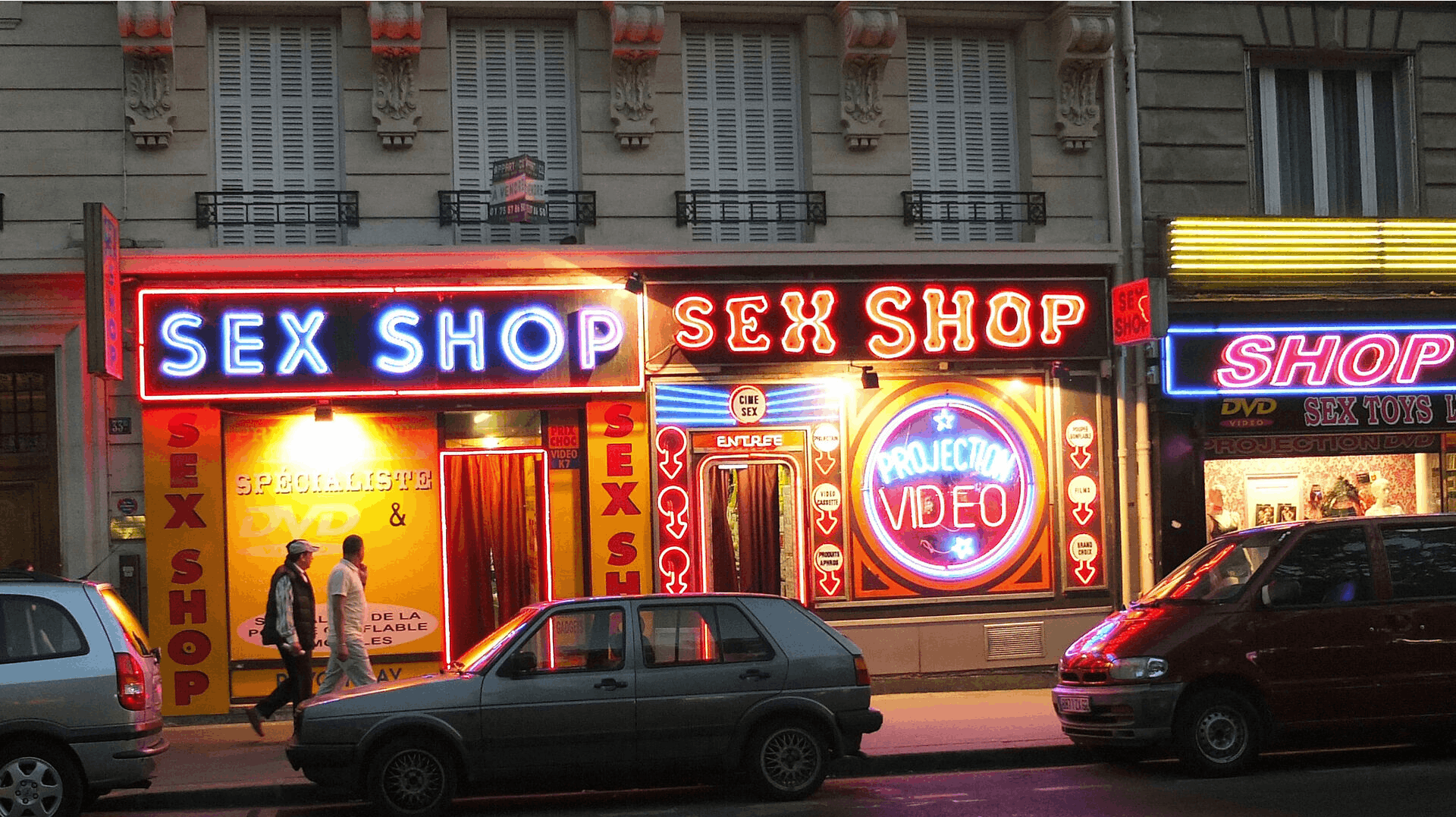 A photography taken on July 11, 2013 shows sexshops on the Rochechouart boulevard at the Pigalle district in Paris. AFP PHOTO / PATRICK KOVARIK. PATRICK KOVARIK / AFP