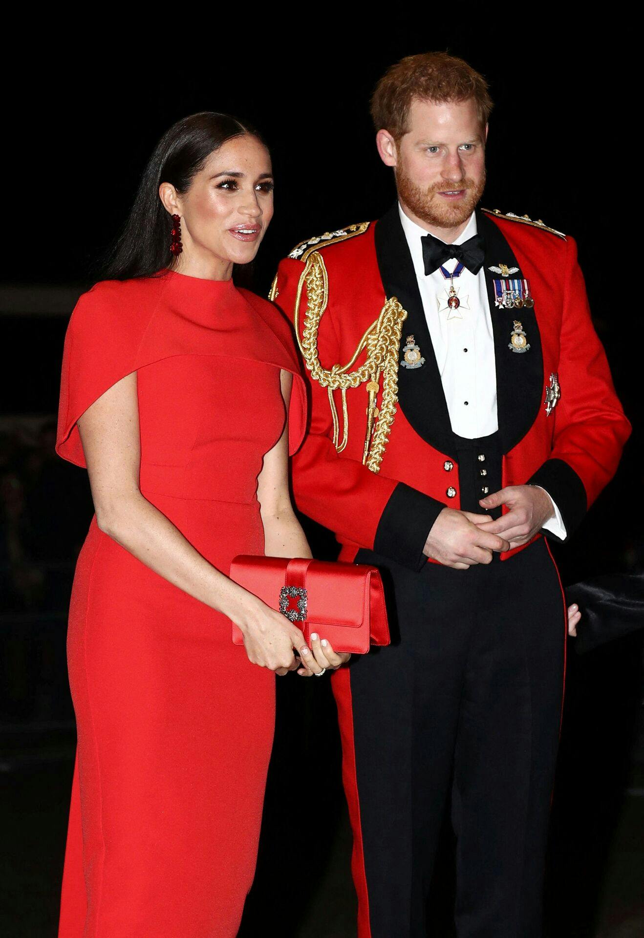 Prins Harry, hertug af Sussex, og Meghan, hertuginde af Sussex, ankommer til The Mountbatten Festival of Music i Royal Albert Hall i London i marts 2020.