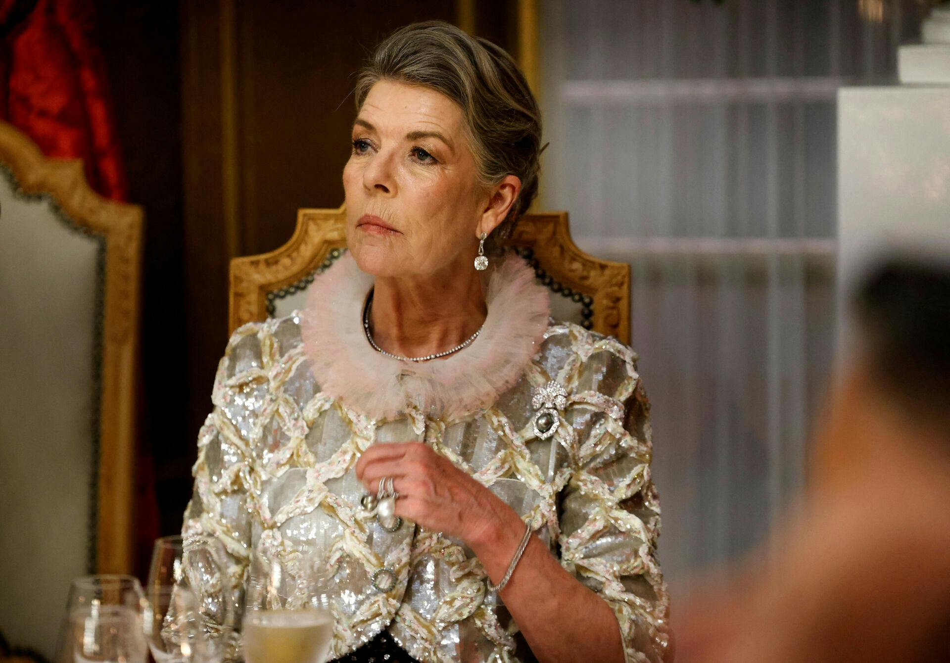 Princess Caroline of Monaco attends a state dinner at the Prince's Palace as part of French President's two-day state visit in Monaco ahead of the Unoc3 on June 7, 2025. Ludovic Marin/Pool via REUTERS