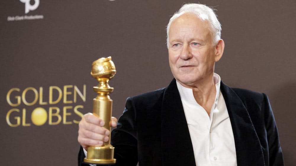 Svenske Stellan Skarsgård spiller en birolle i den norske film "Affeksjonsverdi". Natten til mandag modtog han prisen for Bedste Mandlige Birolle ved årets Golden Globe-uddeling. - Foto: Mario Anzuoni/Reuters