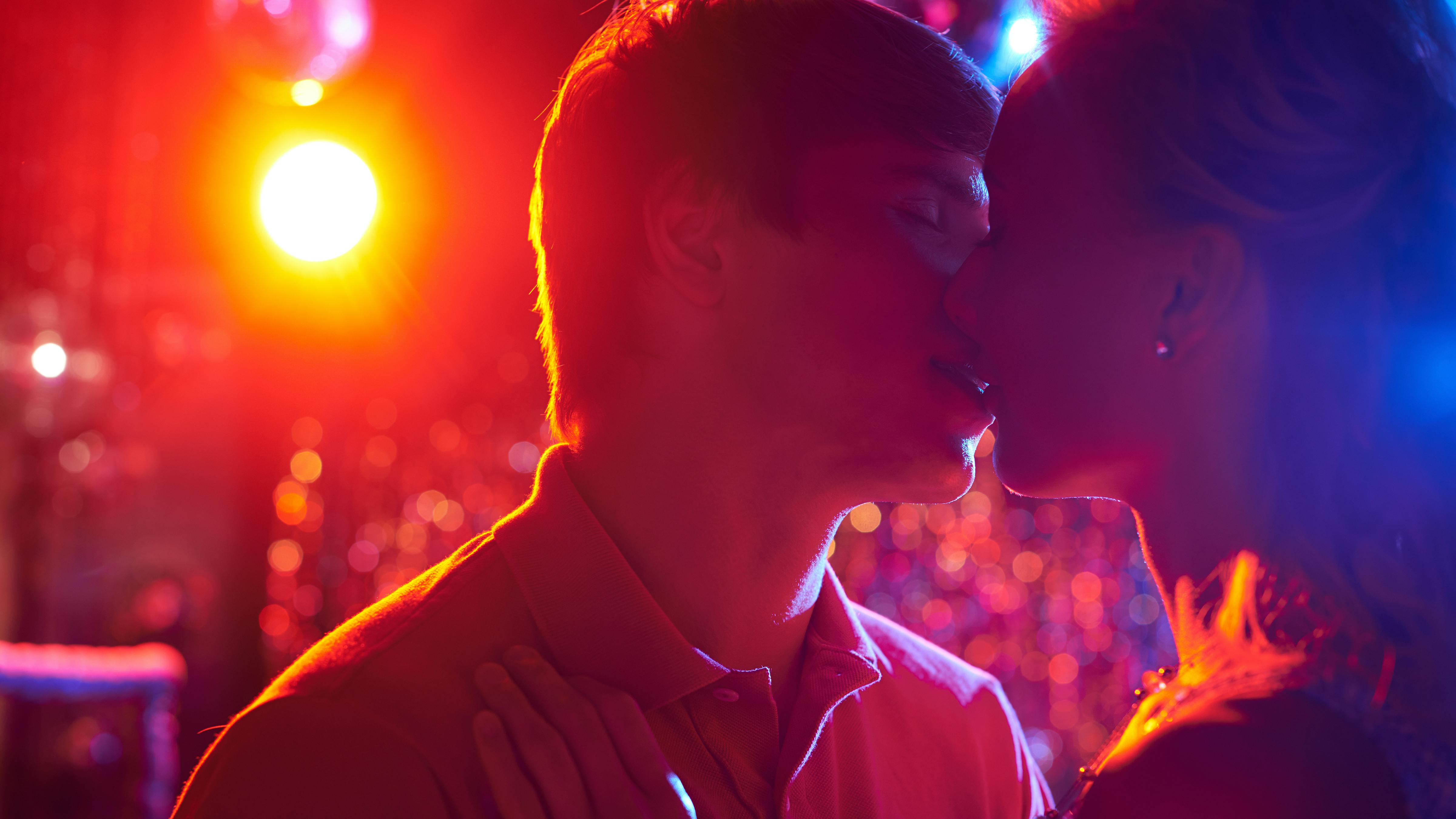 Couple dancing and kissing