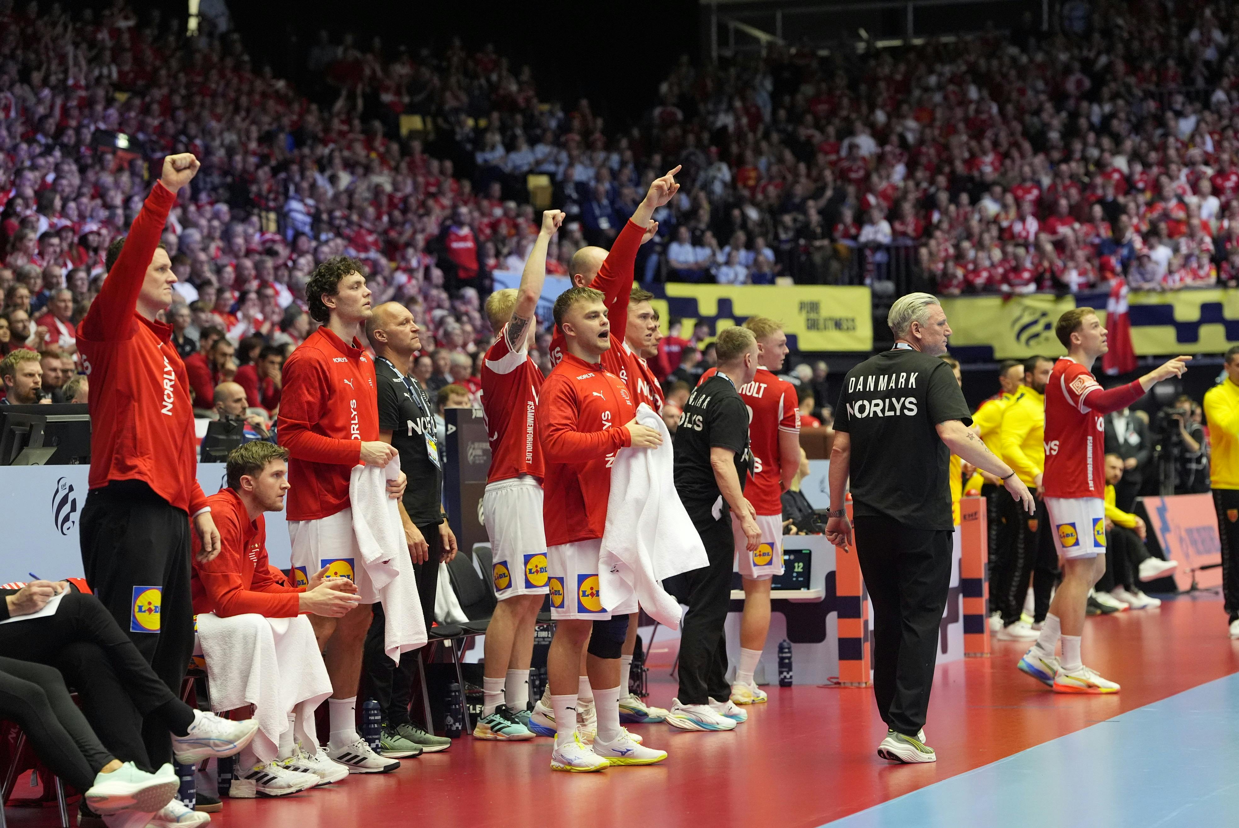 De danske håndboldherrer vinder med 12 mål over Nordmakedonien.
