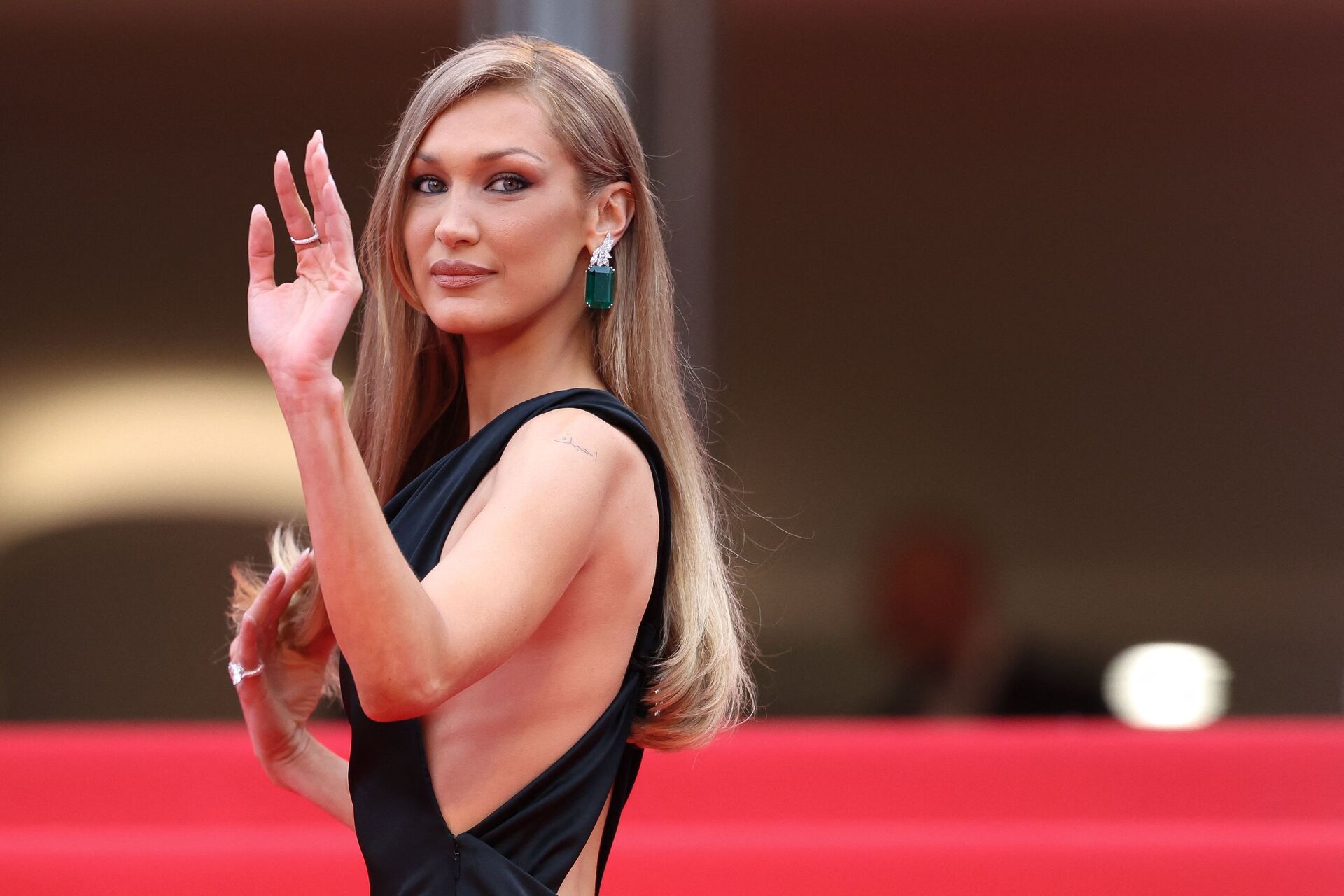 TOPSHOT - US model Bella Hadid arrive