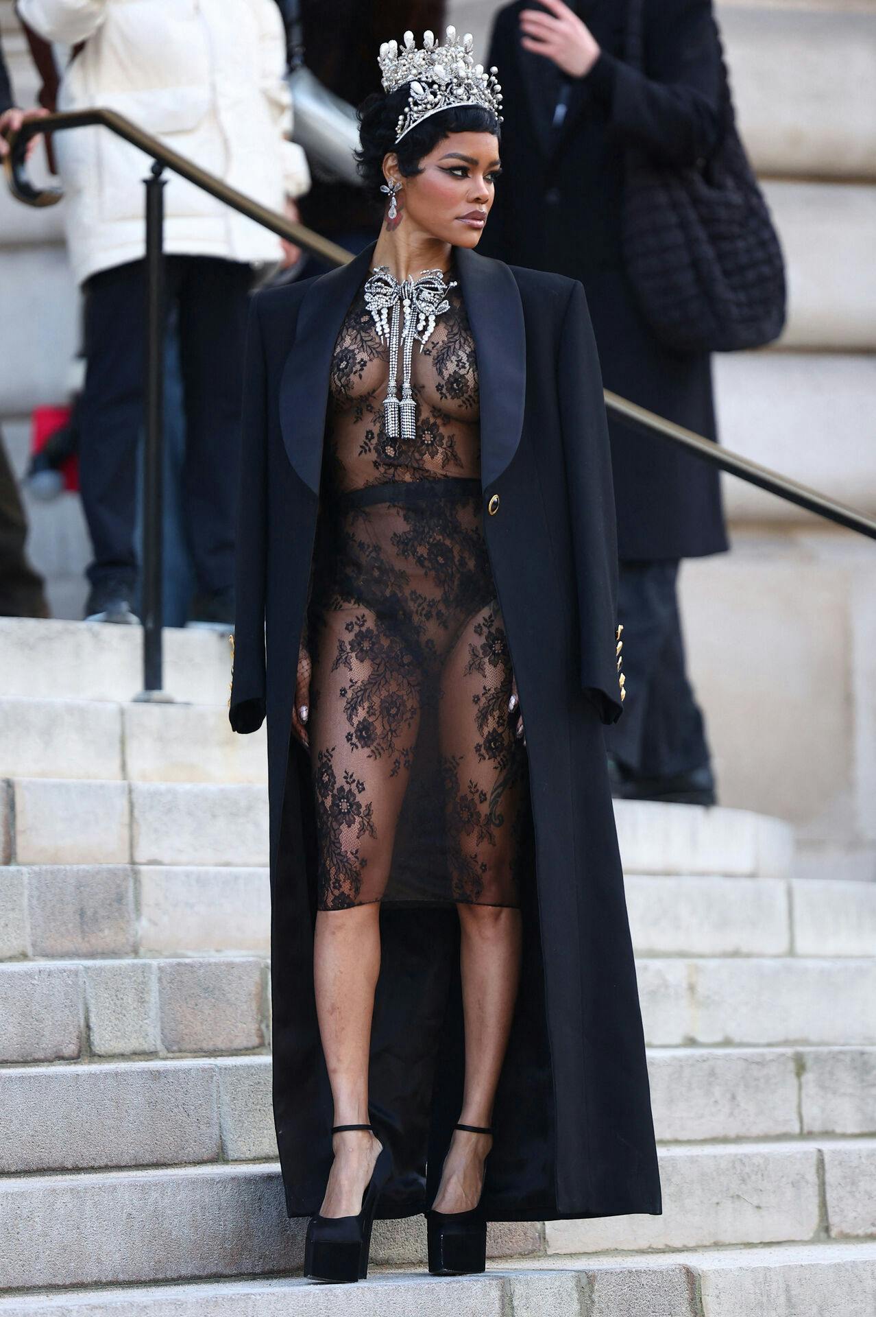 Teyana Taylor arrives to attend the Schiaparelli Haute Couture Spring/Summer 2026 collection show in Paris, France, January 26, 2026. REUTERS/Abdul Saboor