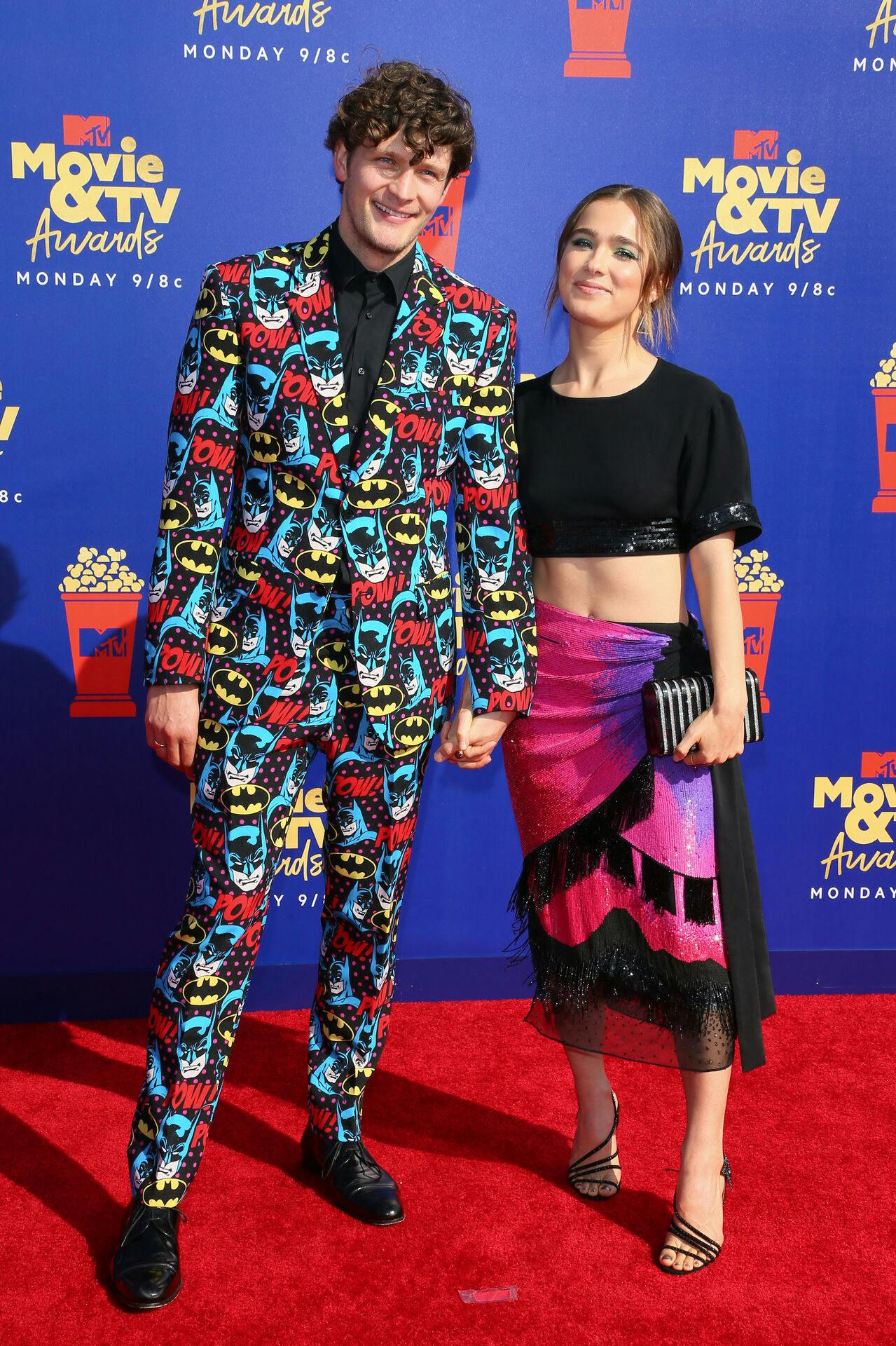 Brett Dier and Haley Lu Richardson arrive for the 2019 MTV Movie & TV Awards at the Barker Hangar in Santa Monica on June 15, 2019. The 2019 MTV Movie & TV Awards will air on June 17. Jean-Baptiste LACROIX / AFP