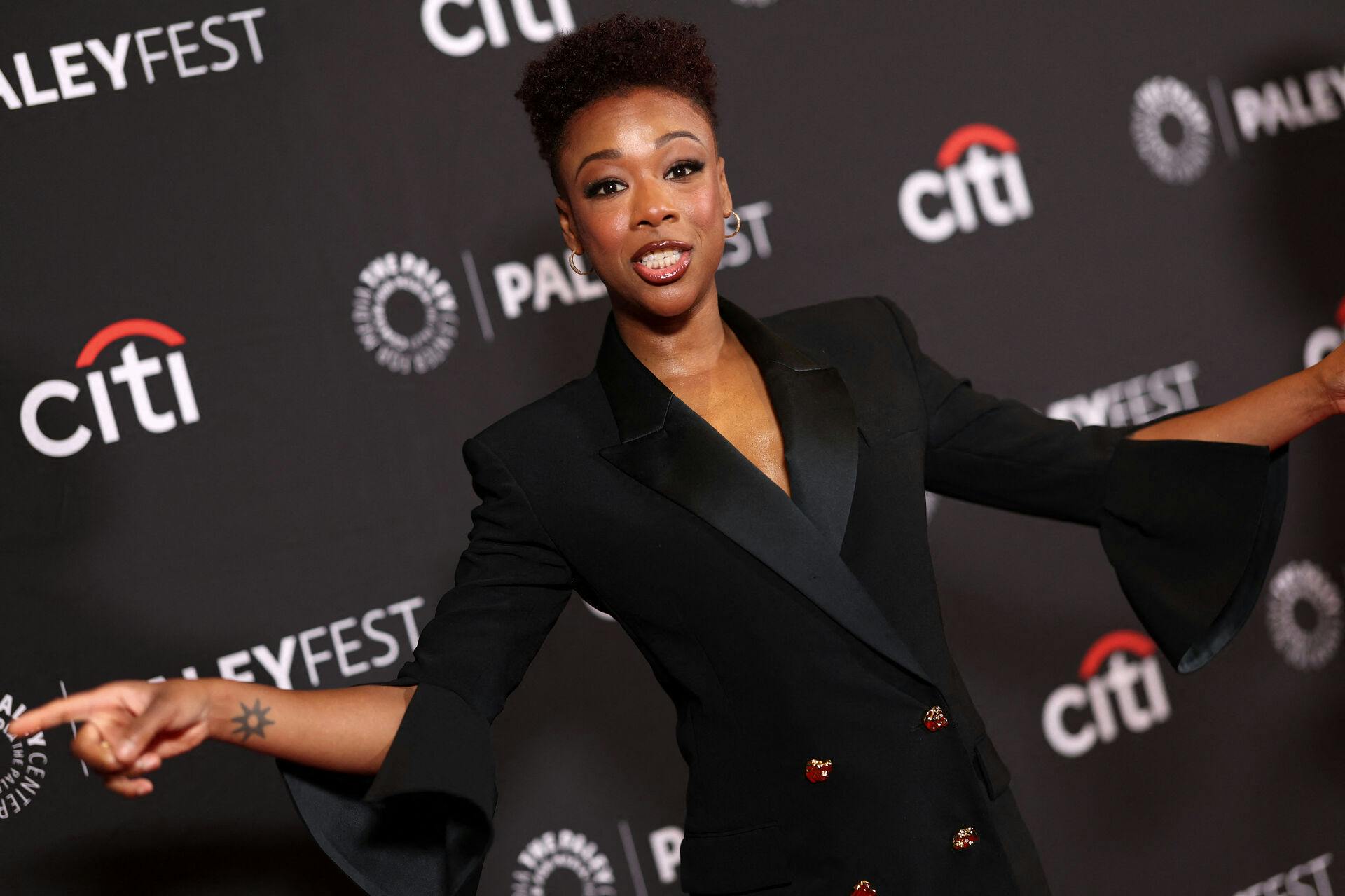 US actress Samira Wiley attends the PaleyFest LA screening of "The Handmaid's Tale" at the Dolby Theatre in Hollywood, California, on March 26, 2025. The 42nd annual William S. Paley television festival starts March 21 and ends March 29, 2025. VALERIE MACON / AFP