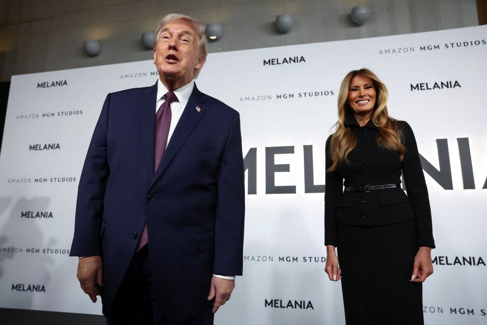 Præsident Donald Trump og førstedame Melania Trump deltager i premiere på filmen "Melania" tidligere på ugen i John F. Kennedy Center for the Performing Arts i Washington D.C. - Foto: Kevin Lamarque/Reuters&nbsp;