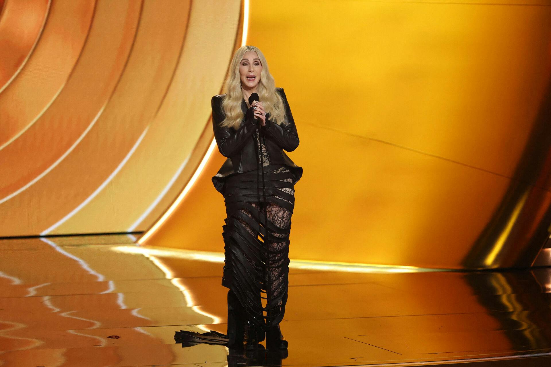 Cher speaks on stage as she accepts the Lifetime Achievement Award during the 68th Annual Grammy Awards in Los Angeles, California, U.S., February 1, 2026. REUTERS/Daniel Cole