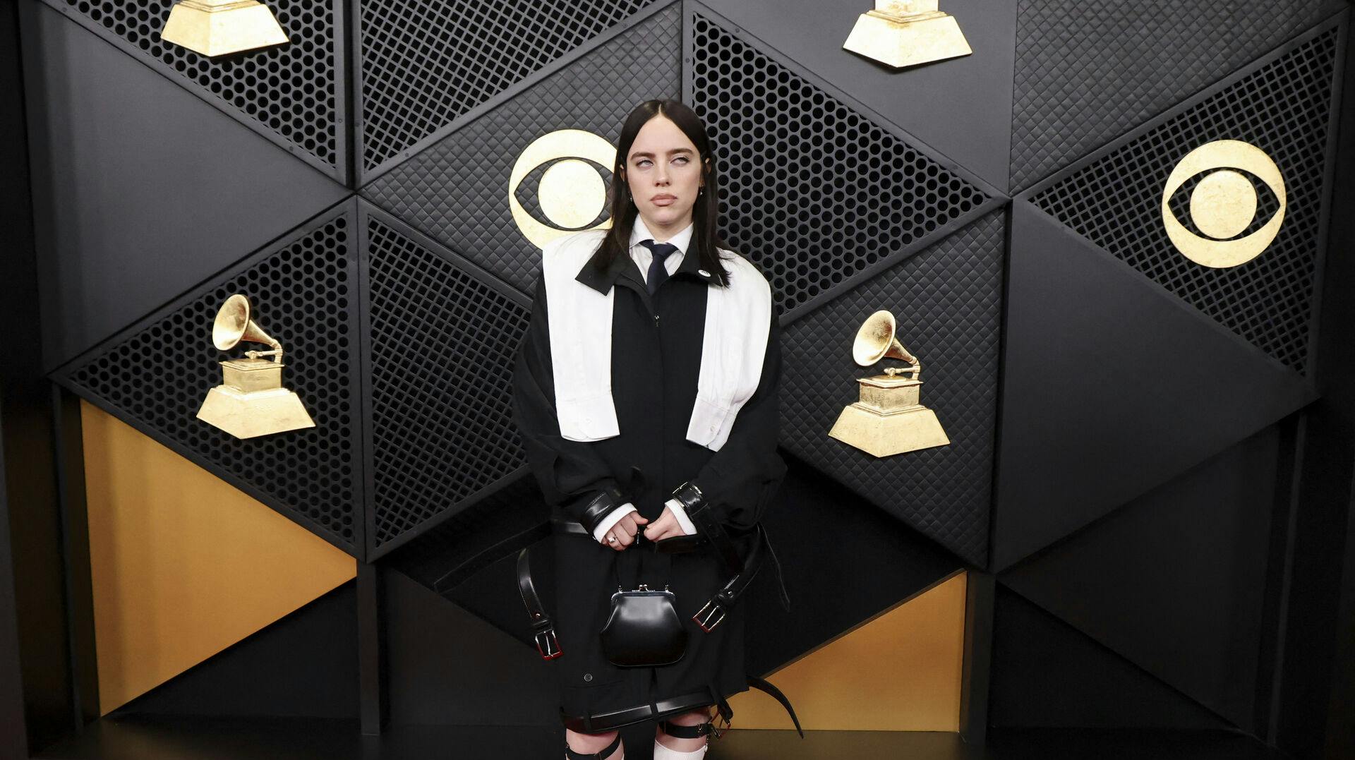 Billie Eilish poses at the red carpet during the 68th Annual Grammy Awards in Los Angeles, California, U.S., February 1, 2026. REUTERS/Mario Anzuoni