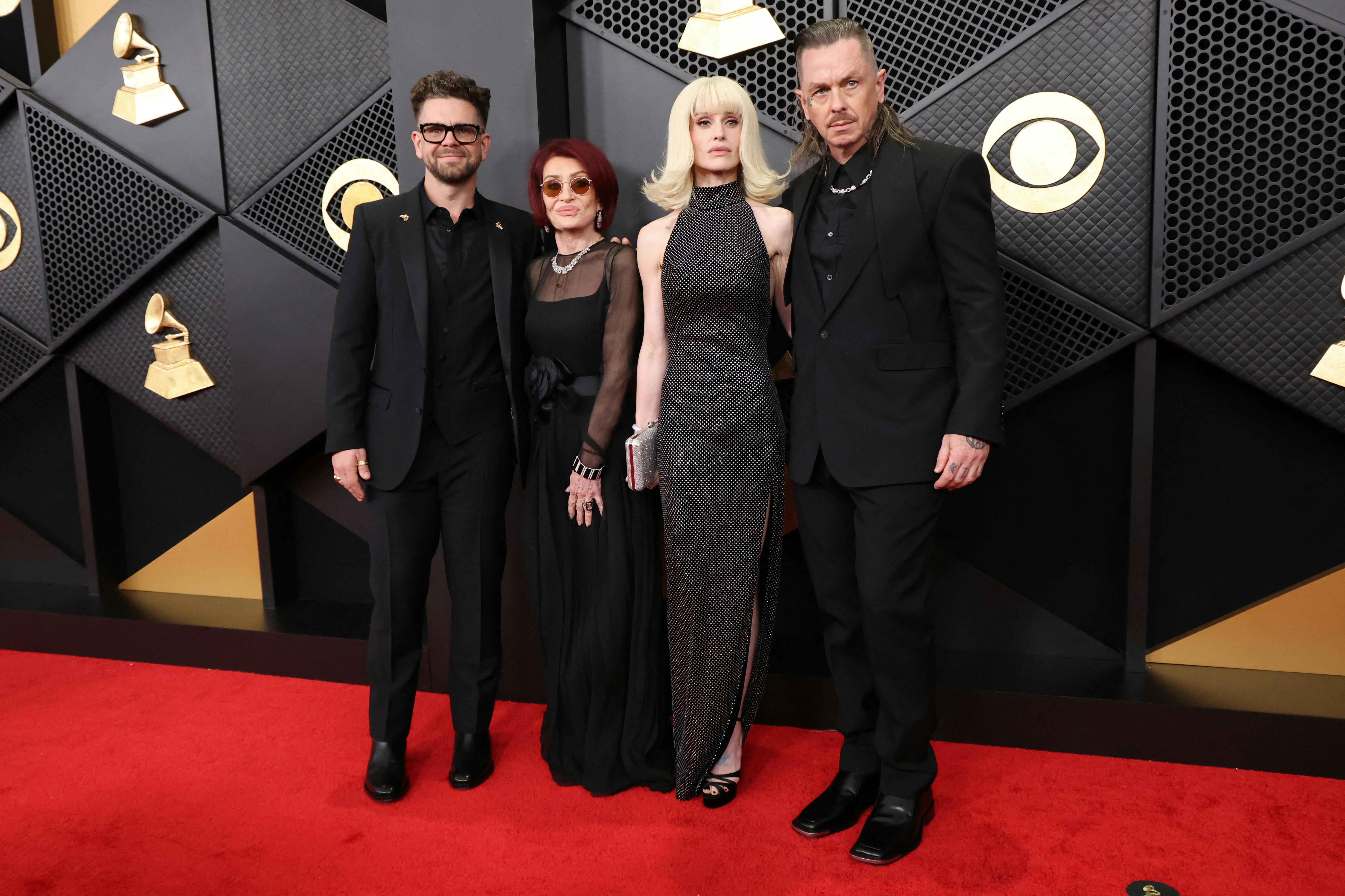 Jack Osbourne, Sharon Osbourne, Kelly Osbourne and Sid Wilson pose at the red carpet during the 68th Annual Grammy Awards in Los Angeles, California, U.S., February 1, 2026. REUTERS/Mario Anzuoni