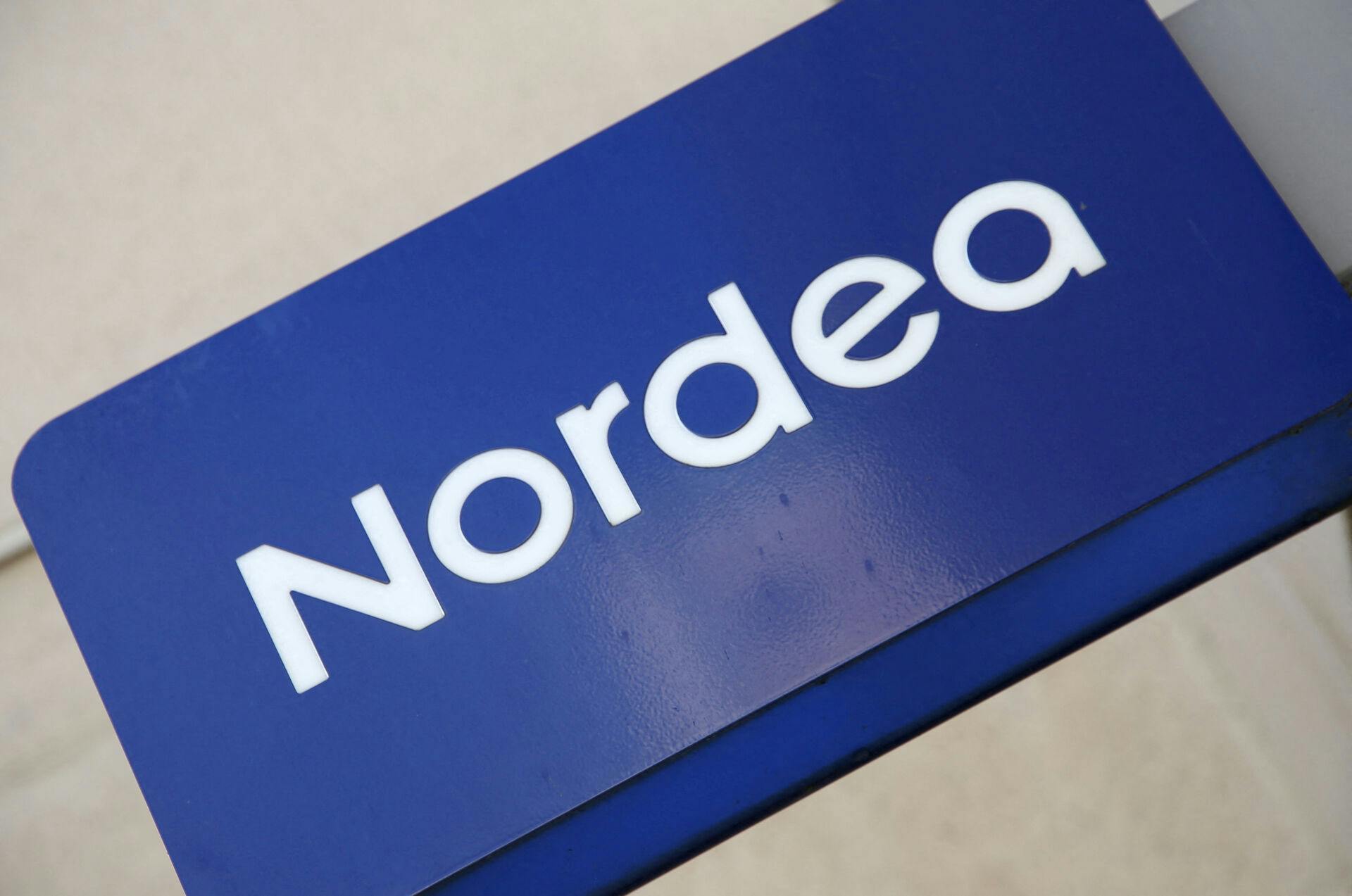 A view of a Nordea logo above one of its branches in Lund, Sweden, October 16, 2023. REUTERS/ Tom Little