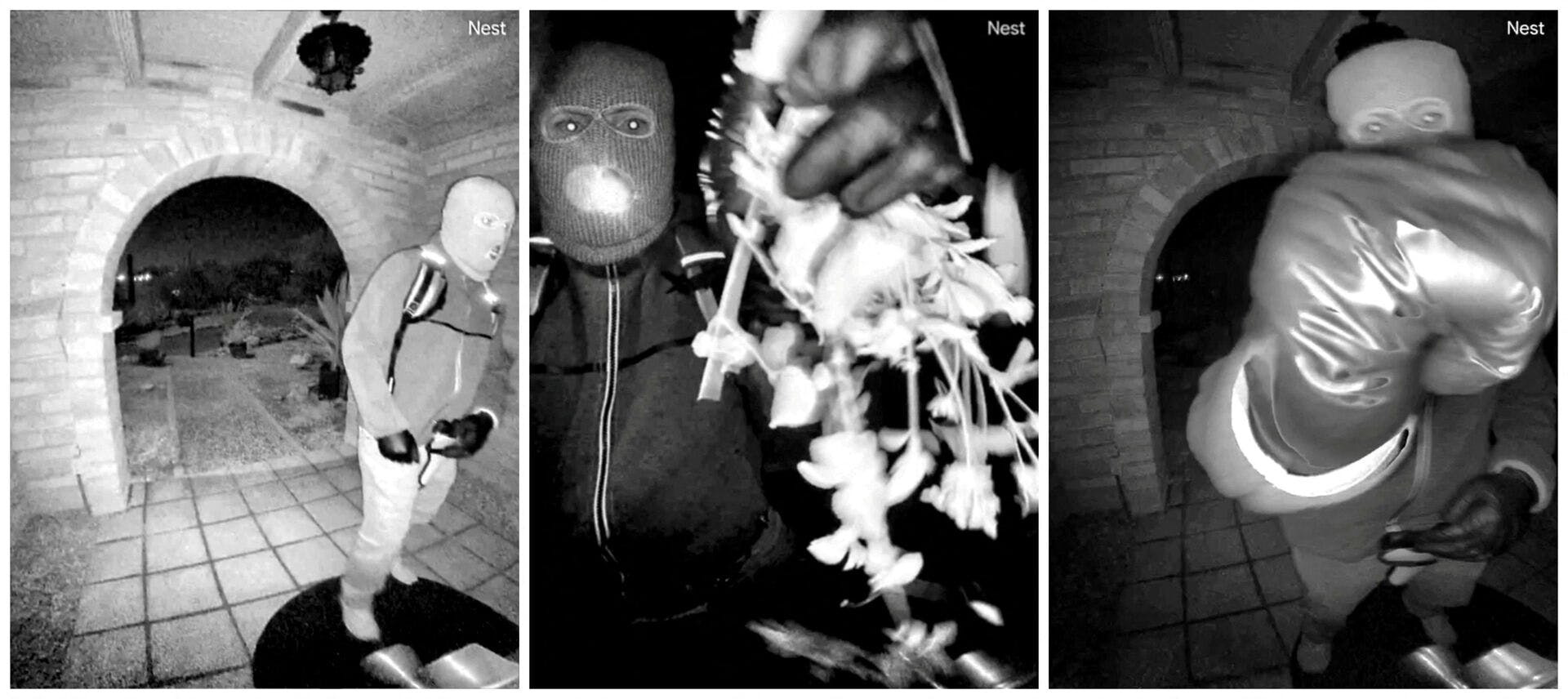 A combination of images captured by a security camera show what the Federal Bureau of Investigation (FBI) describes as an armed individual appearing to have tampered with the camera at Nancy Guthrie's front door the morning of her disappearance at her home in Tucson, Arizona, U.S., February 1, 2026. Pima County Sheriff's Department/Handout via REUTERS. THIS IMAGE HAS BEEN SUPPLIED BY A THIRD PARTY