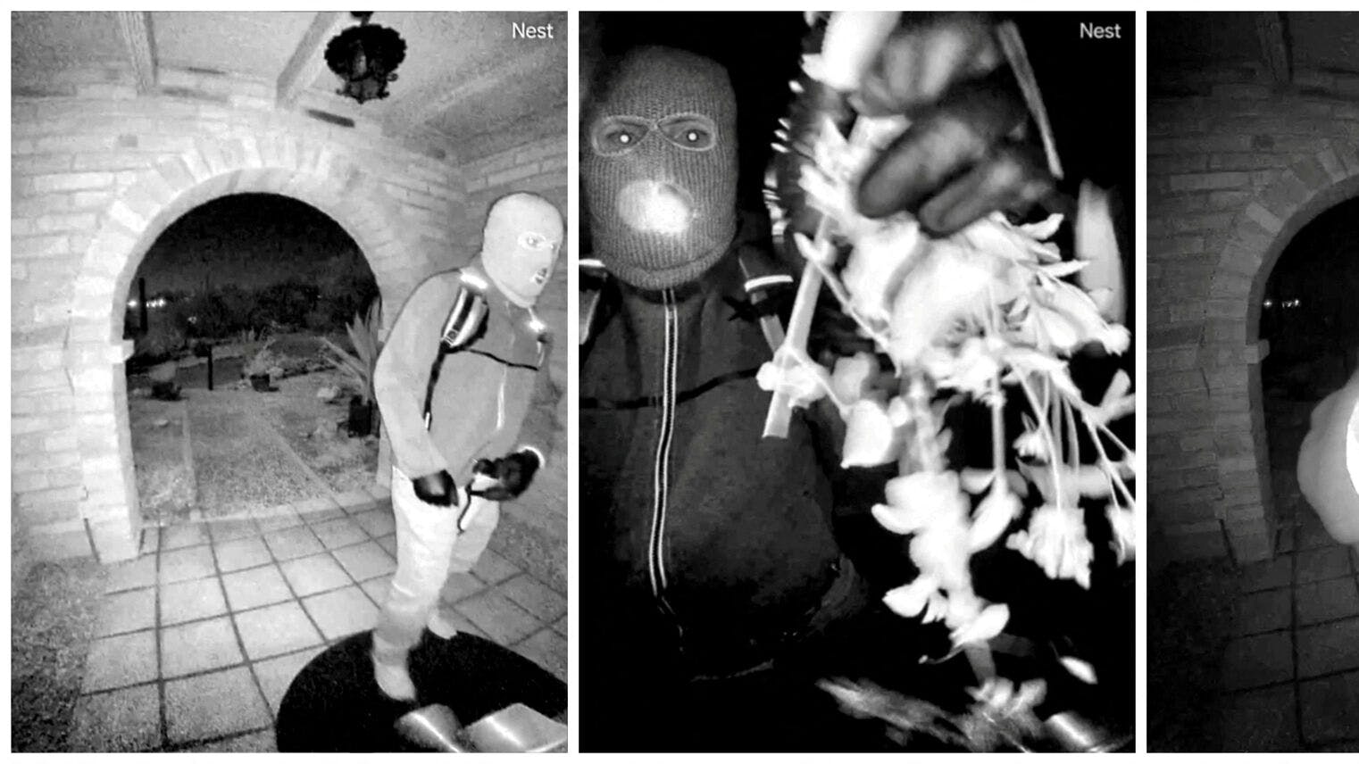 A combination of images captured by a security camera show what the Federal Bureau of Investigation (FBI) describes as an armed individual appearing to have tampered with the camera at Nancy Guthrie's front door the morning of her disappearance at her home in Tucson, Arizona, U.S., February 1, 2026. Pima County Sheriff's Department/Handout via REUTERS. THIS IMAGE HAS BEEN SUPPLIED BY A THIRD PARTY