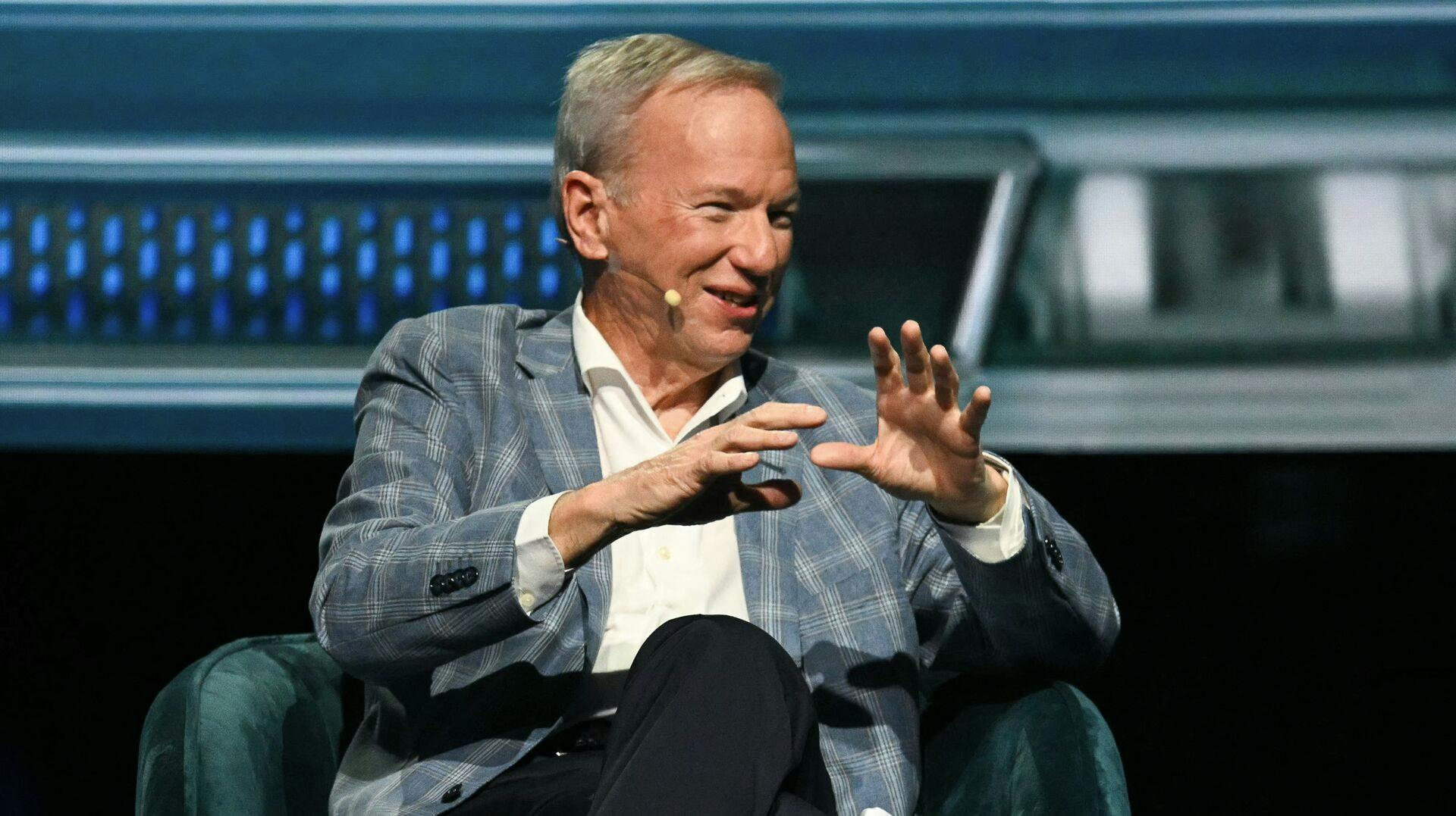 Former Google CEO Eric Schmidt speaks at the American Business Forum at the Kaseya Center in Miami on November 6, 2025. (Photo by Chandan Khanna / AFP)