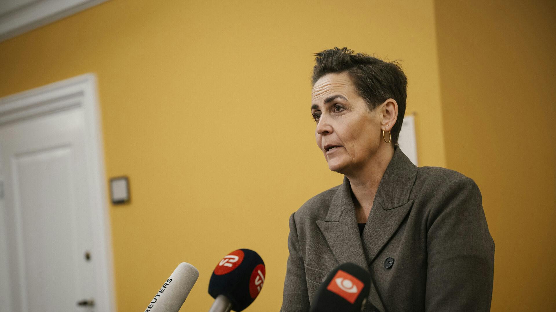 Pia Olsen Dyhr (SF) ankommer til møde i Det Udenrigspolitiske Nævn på Christiansborg i København, fredag den 23. januar 2026. Kongerigets forhold til USA er på dagsordenen. (Foto: Emil Nicolai Helms/Scanpix 2026)