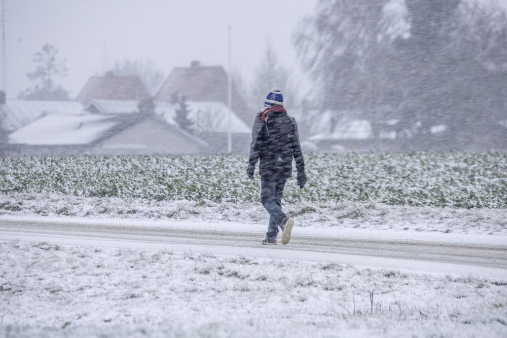 I de sydlige egne ventes at falde mellem 5 og 15 centimeter sne - lokalt op til 20 centimeter.&nbsp;