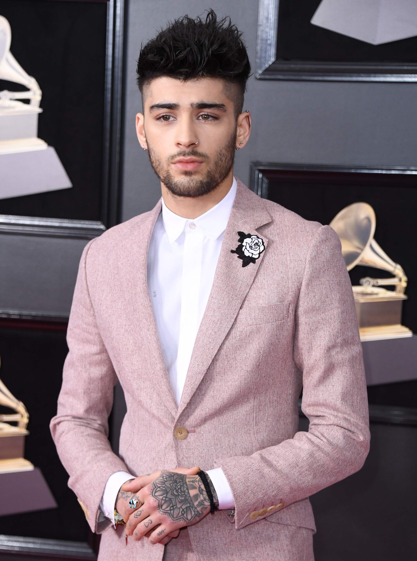 Zayn Malik arrives for the 60th Grammy Awards on January 28, 2018, in New York. / AFP PHOTO / ANGELA WEISS