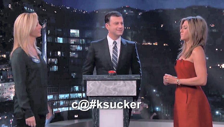 De to ’Venner’-stjerner kan MANGE bandeord. Se selv i klippet nederst