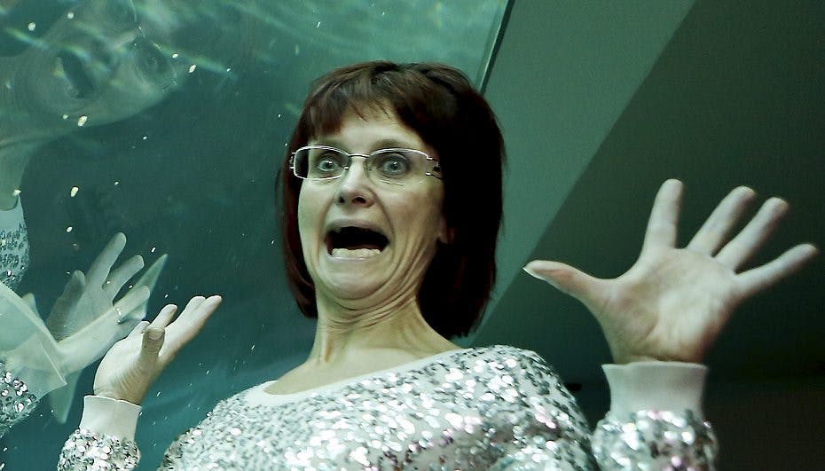Sussi mistede luften under, da hun dykkede ned til 50 hajer