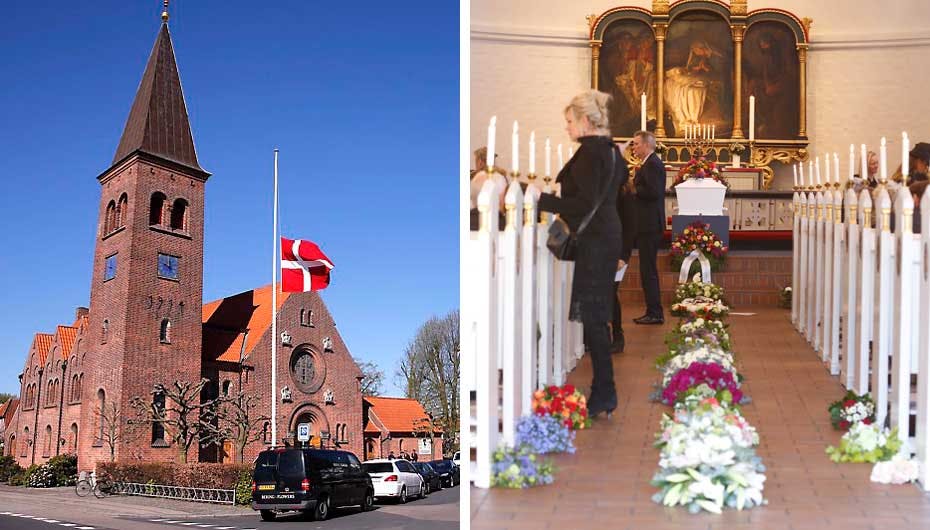 Kendismægleren blev bisat fra Skovshoved Kirke kl. 11.00 - gæsterne begyndte at ankomme omkring en time før