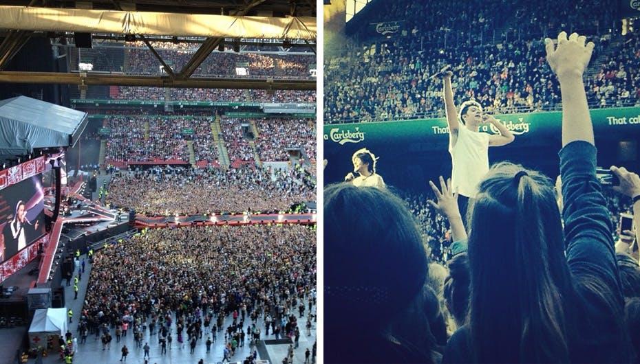 Tusindvis af unge skreg og hviinede, da de fem popdrenge fra One Direction i går gik på scenen